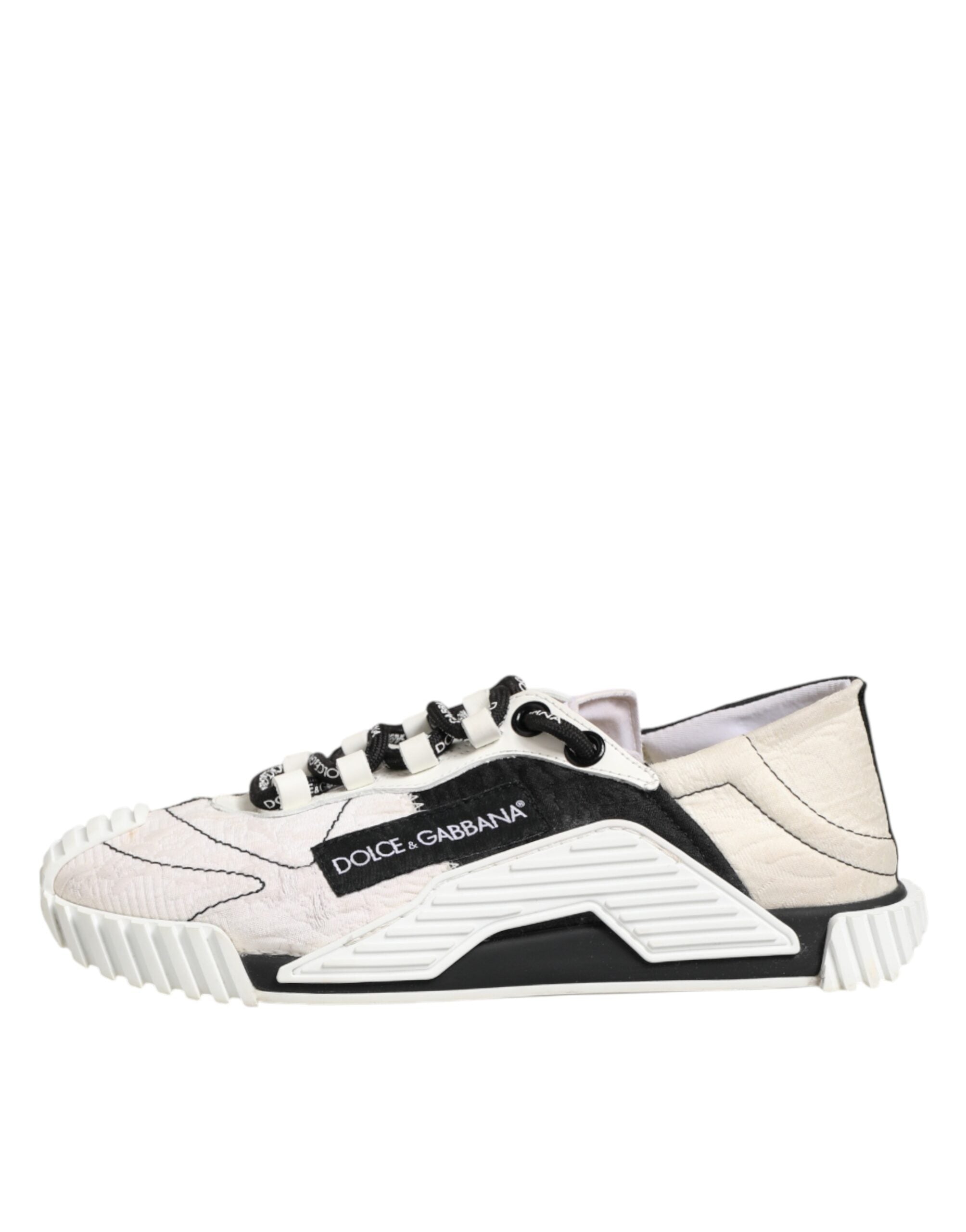 Dolce & Gabbana White Black Leather NS1 Sneaker Shoes