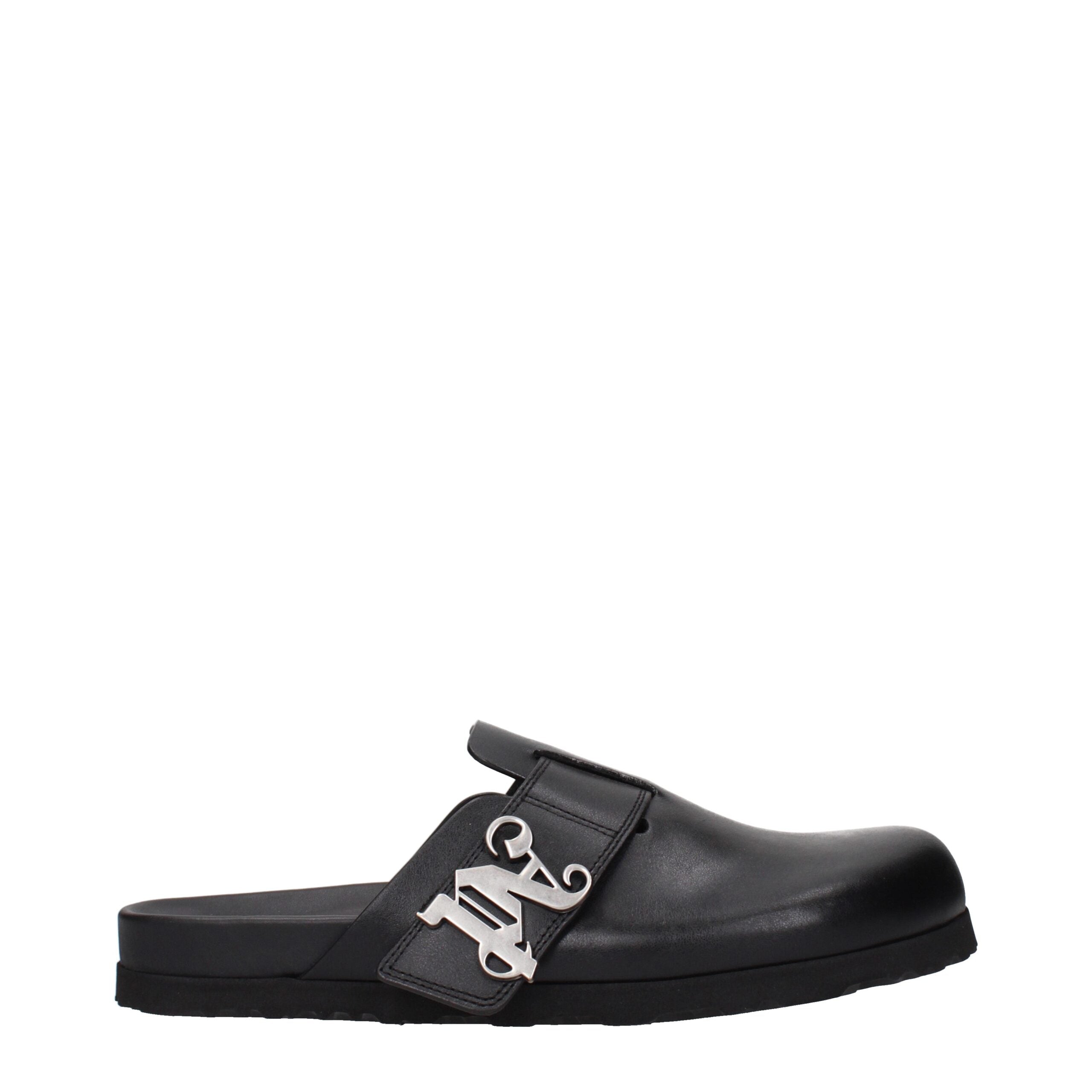 Experience the exquisite craftsmanship of Palm Angels Black Leather Slippers, where luxurious black leather meets timeless elegance for the discerning individual.