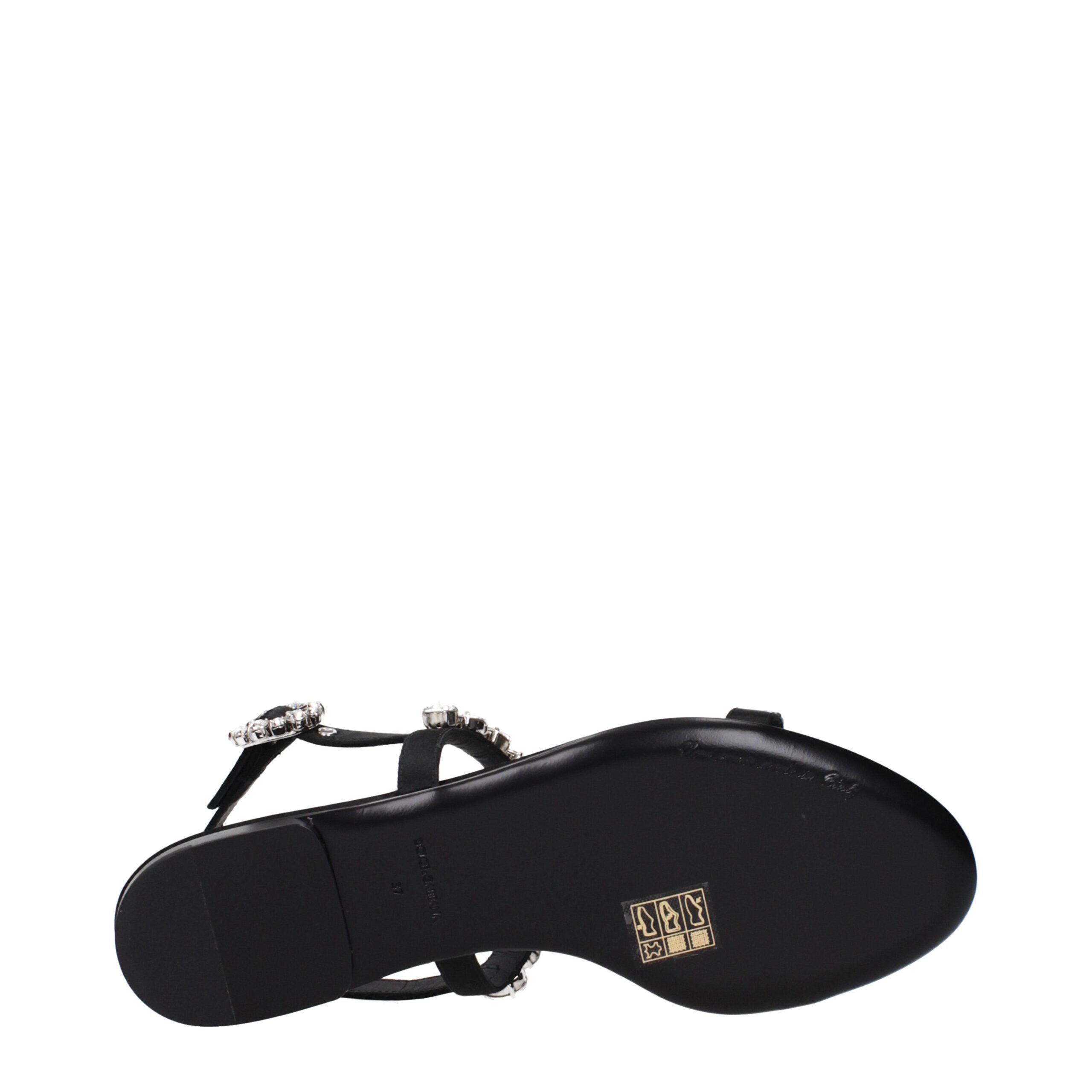 Dolce & Gabbana Black Satin Flat Sandals