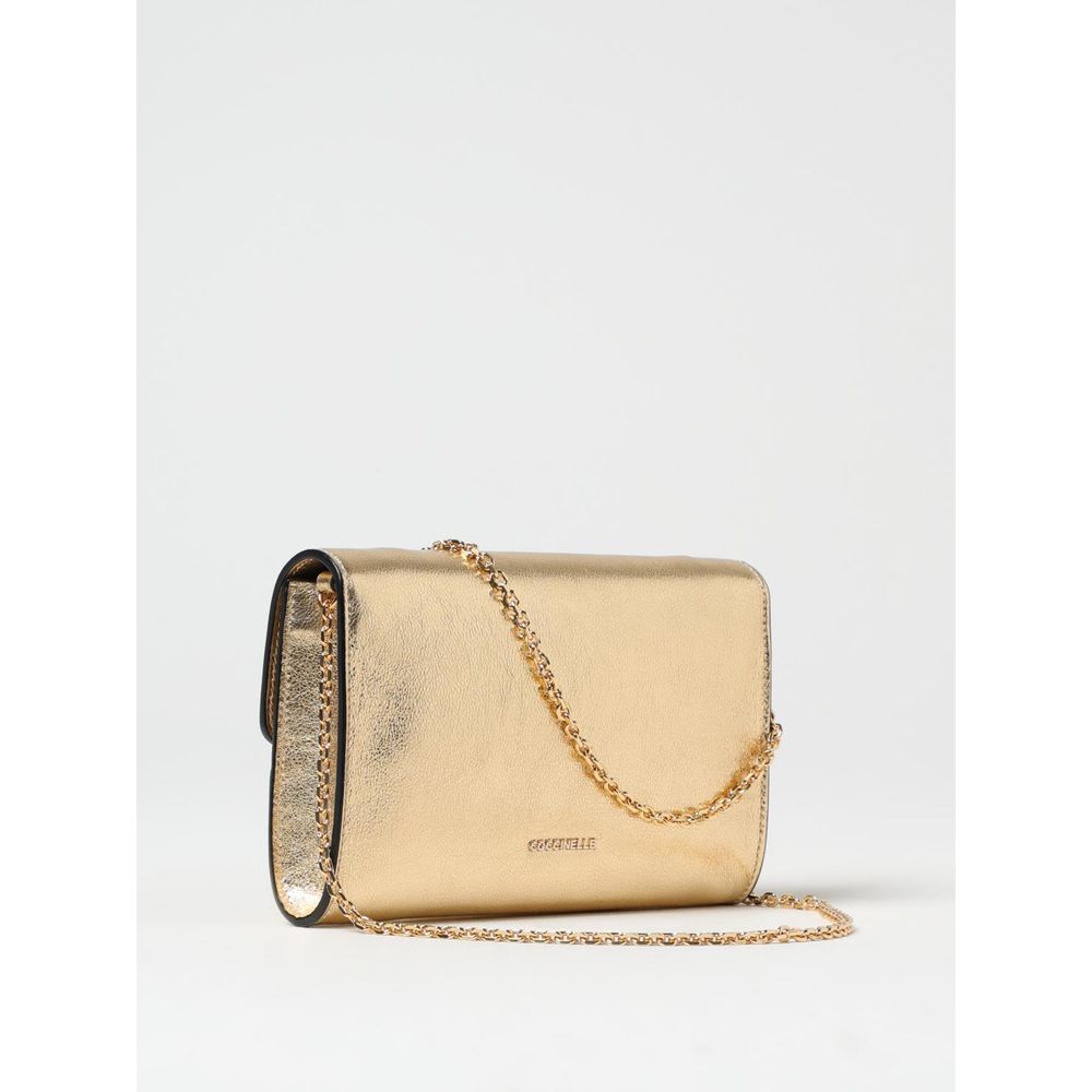 Coccinelle Gold Leather Shoulder Bag - Artisanal Luxury Elegance