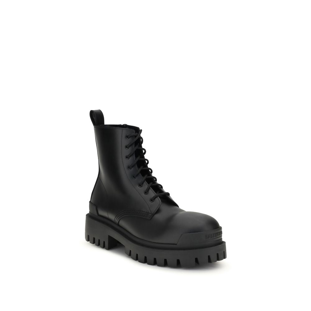 Balenciaga Black Calf Leather Bos Taurus Lace-Up Boots, Couture