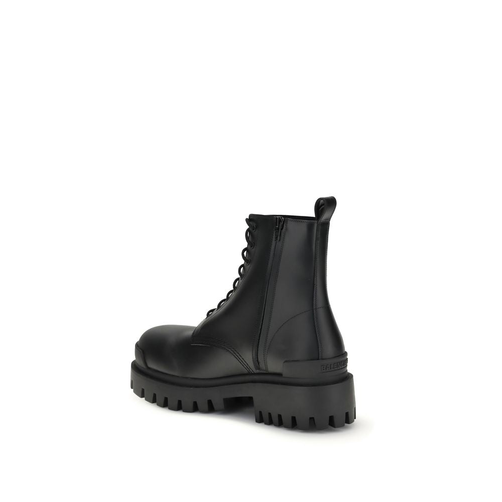 Balenciaga Black Calf Leather Bos Taurus Lace-Up Boots, Artisanal