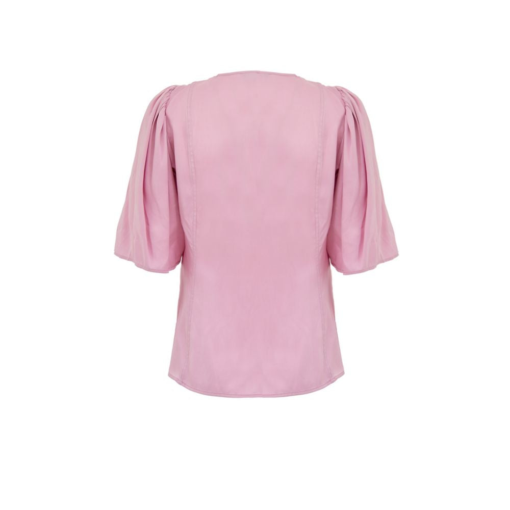 Ganni Pink Satin Crossover Top - Timeless Luxury Redefined