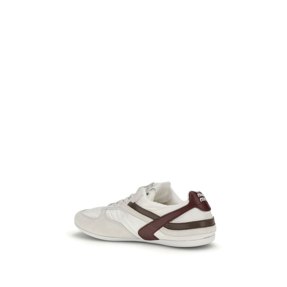 Miu Miu White Calf Leather Bos Taurus Athletic Sneakers
