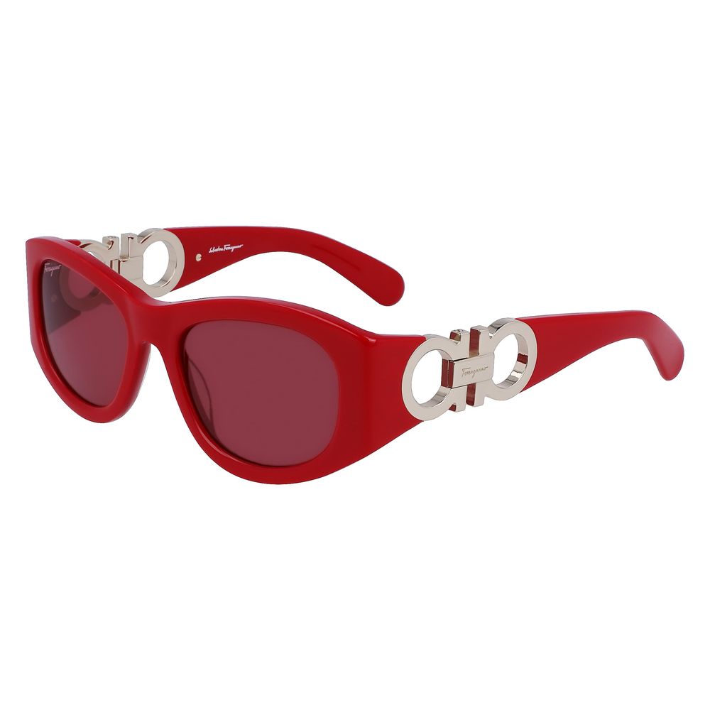 Discover the Ferragamo Red Acetate Sunglasses, a masterpiece of artisanal luxury that elevates your style while offering optimal sun protection for every occasion.