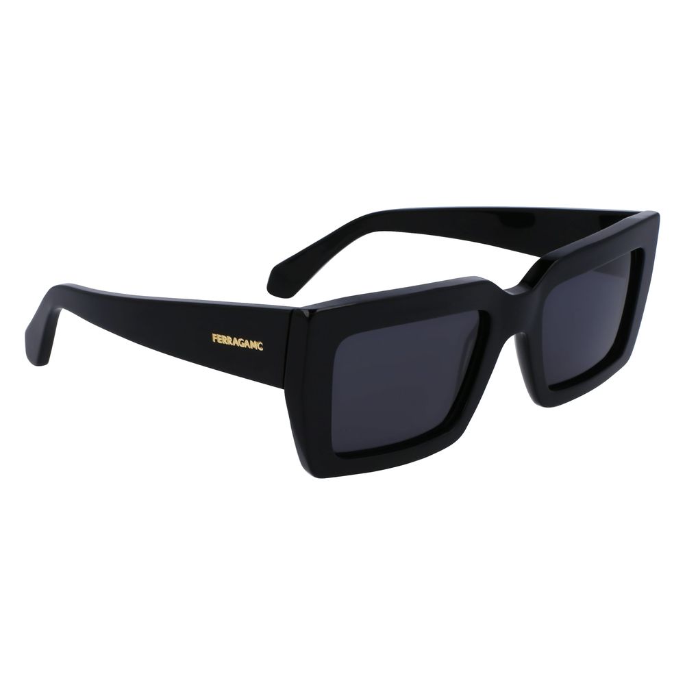 Elevate your style with Ferragamo Black Acetate Sunglasses, a timeless blend of luxurious craftsmanship and contemporary elegance, perfect for the discerning individual.