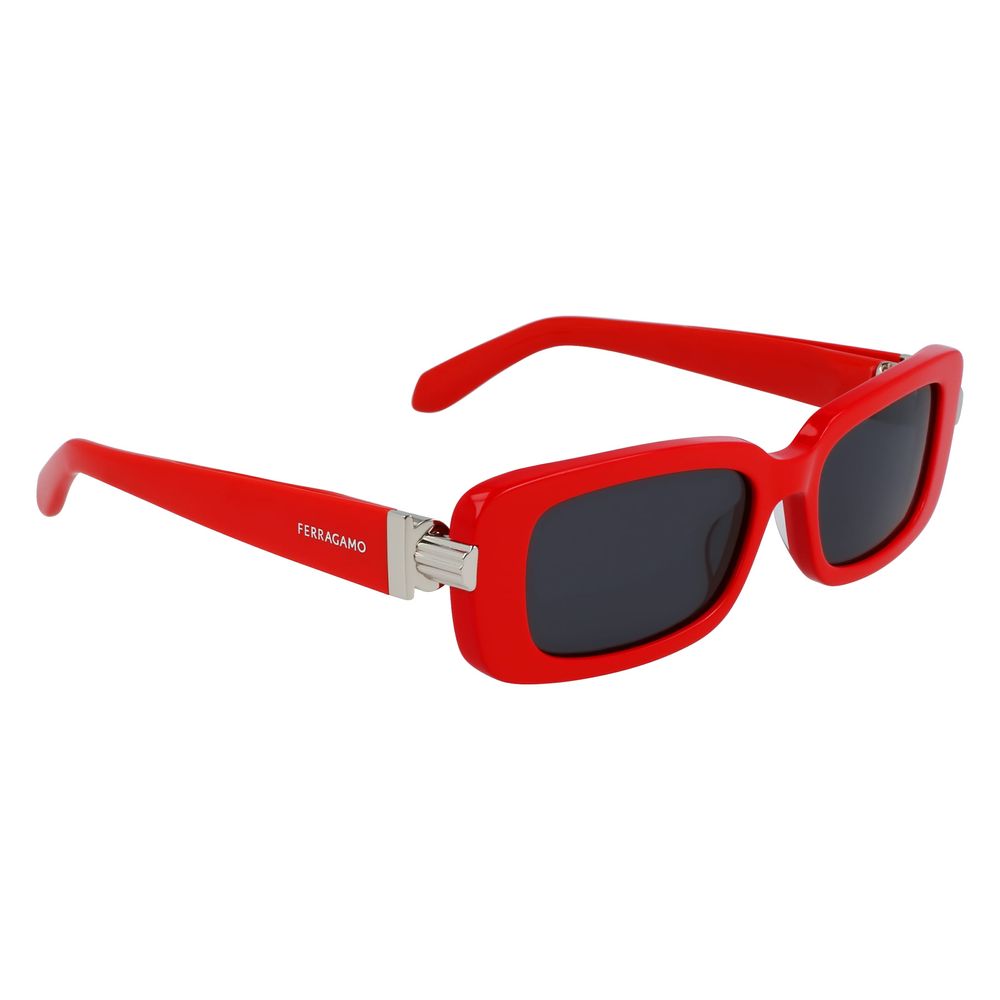 Indulge in the luxurious allure of Ferragamo Red Acetate Sunglasses, a statement of exquisite Italian craftsmanship that elevates your style with timeless sophistication.
