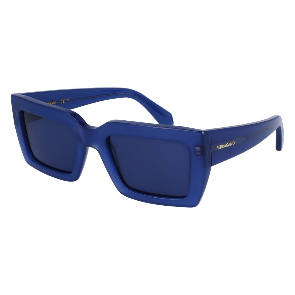Elevate your style with Ferragamo Blue Acetate Sunglasses, a masterpiece of Italian craftsmanship that embodies timeless luxury and sophisticated allure.