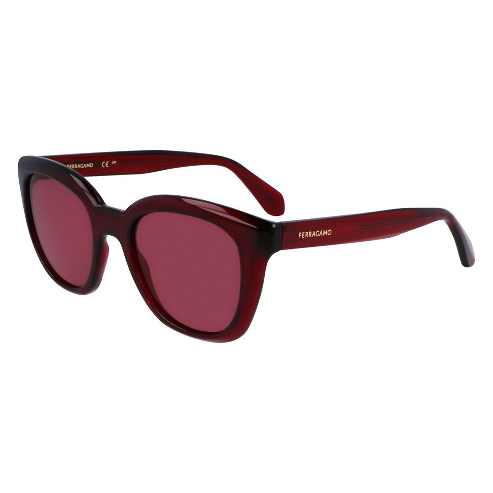 Experience the allure of Ferragamo Red Injected Sunglasses, where exquisite craftsmanship meets bold design, elevating your style with luxurious sophistication.