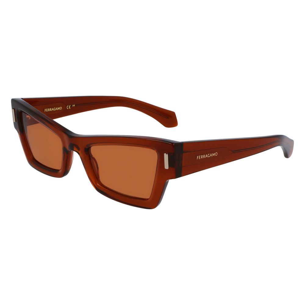 Discover the Ferragamo Brown Acetate Sunglasses, a symbol of exquisite craftsmanship and timeless elegance, perfect for those who embrace luxury and sophistication.
