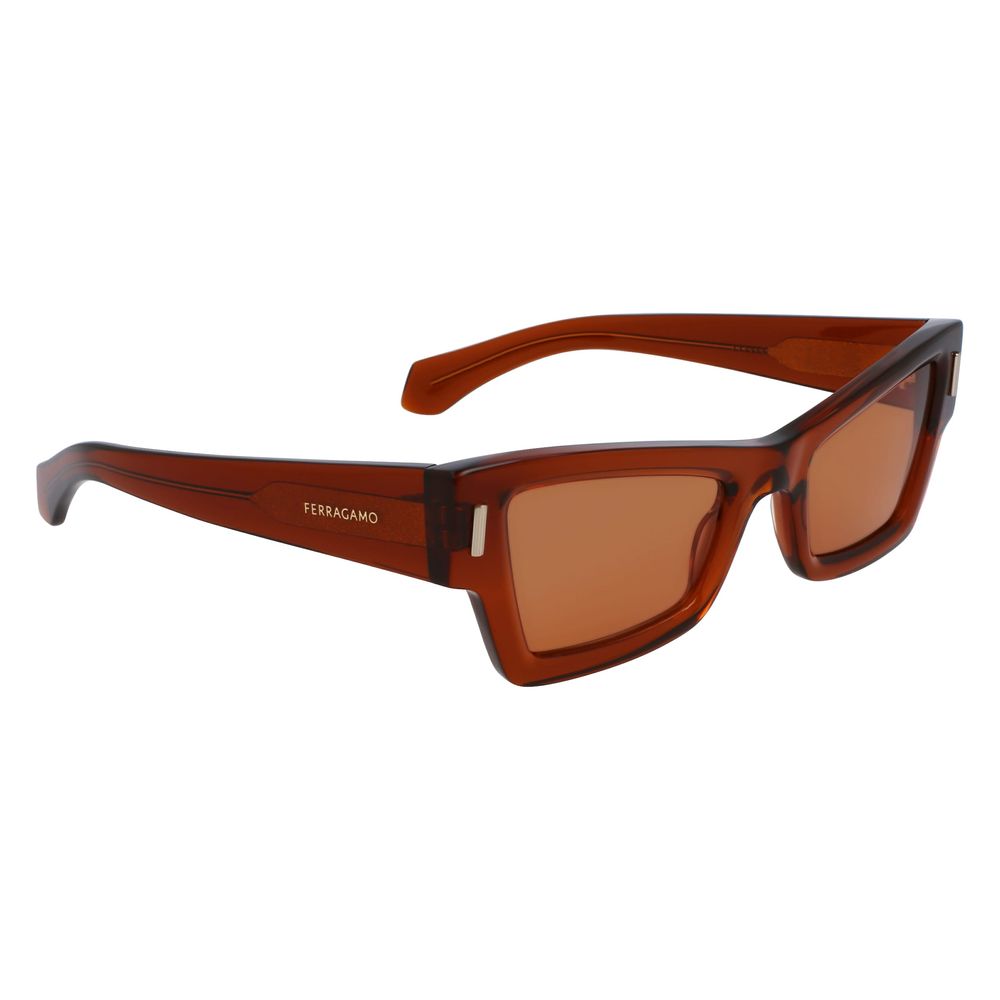 Experience the allure of Ferragamo Brown Acetate Sunglasses, a luxurious blend of exquisite craftsmanship and timeless elegance, perfect for the discerning individual.