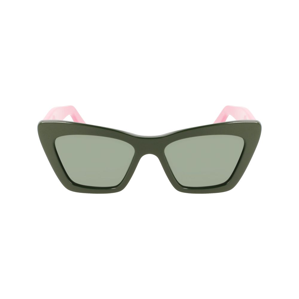 Indulge in the exquisite sophistication of Ferragamo Green Acetate Sunglasses, where timeless elegance meets modern allure, perfect for the discerning individual.