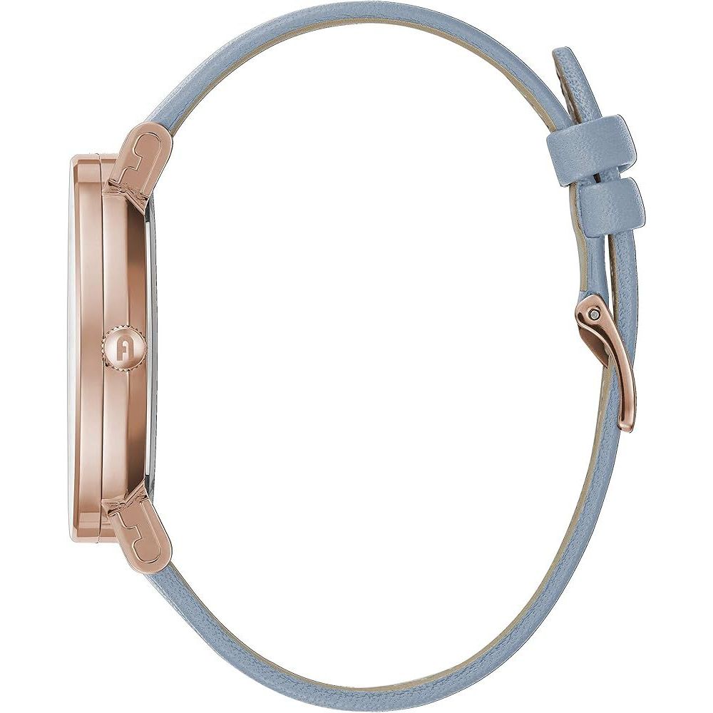Discover the Furla Blue Leather Dress Watch, a luxurious timepiece blending pink stainless steel and blue leather, epitomizing elegance and sophistication for discerning individuals.