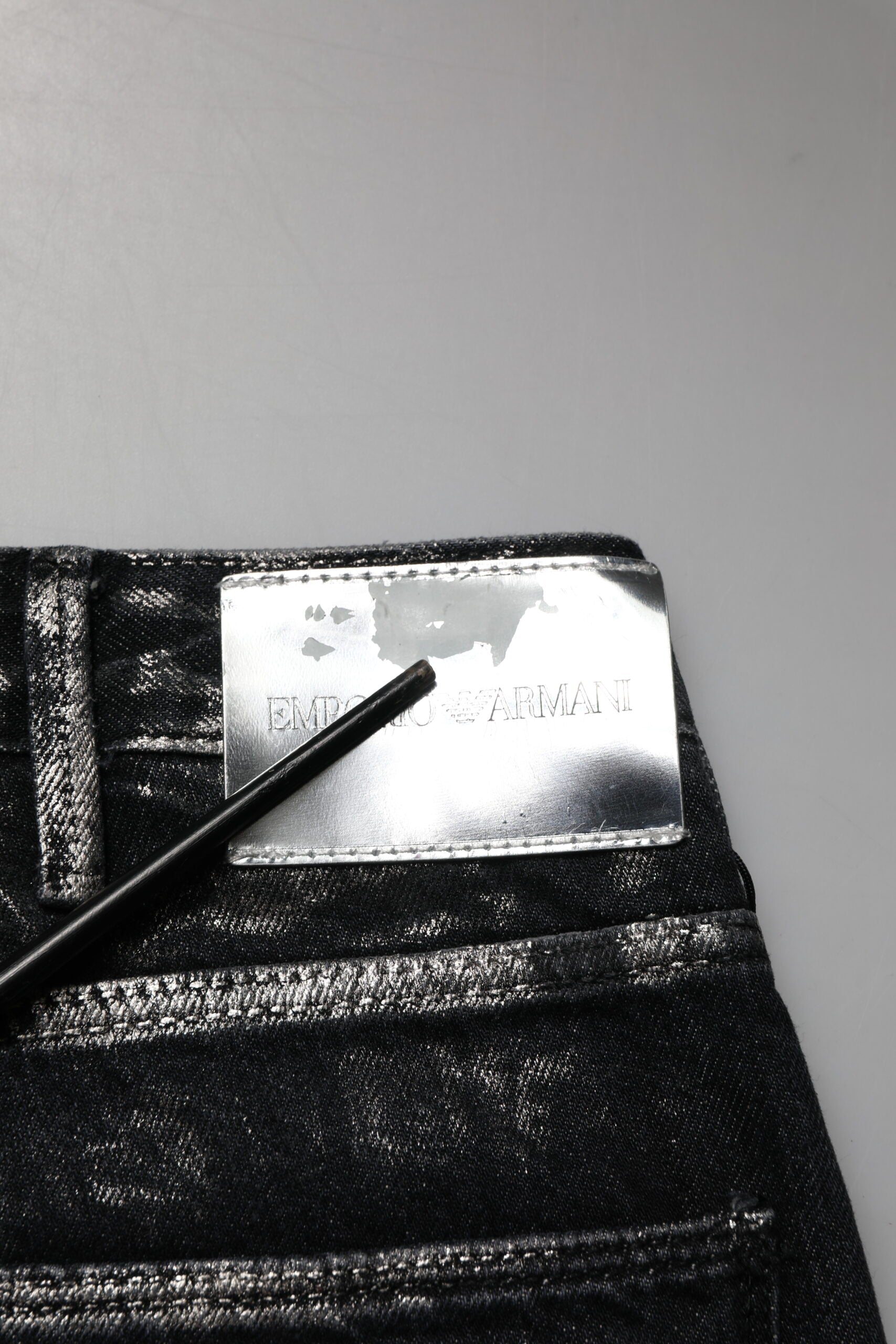 Emporio Armani Black Washed Slim Fit Men Denim Cotton Jeans