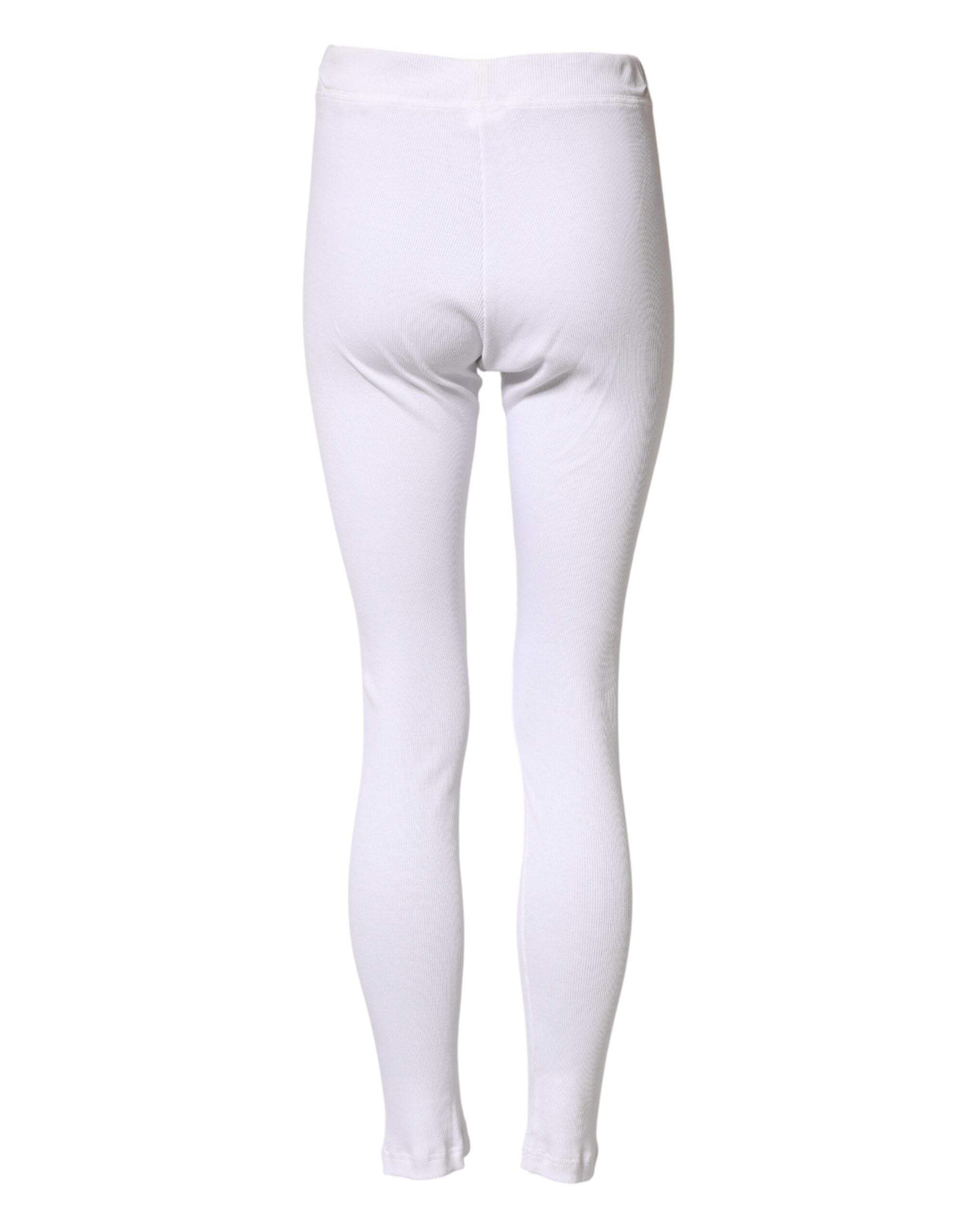 Experience the sublime allure of Dolce & Gabbana's white cotton mid-waist leggings, where exquisite Italian craftsmanship meets effortless sophistication for the discerning individual.