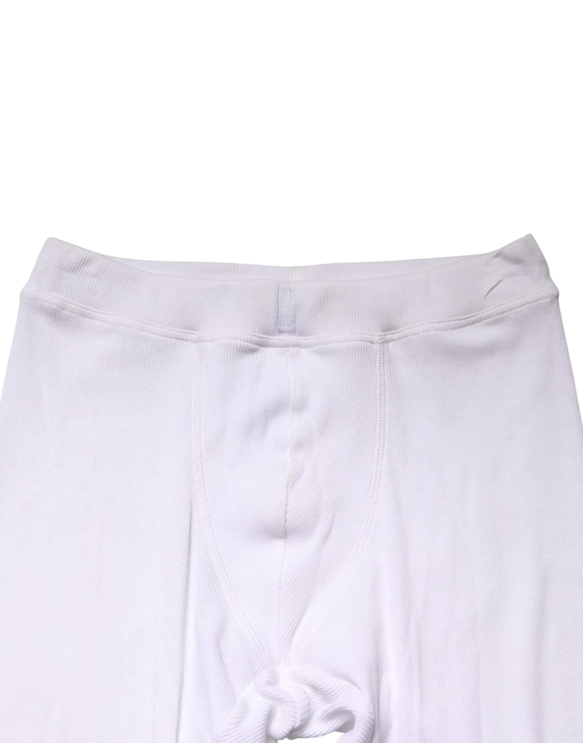 Indulge in the elegance of Dolce & Gabbana's white cotton mid-waist leggings, where Italian craftsmanship meets luxurious comfort, perfect for the discerning fashion connoisseur.
