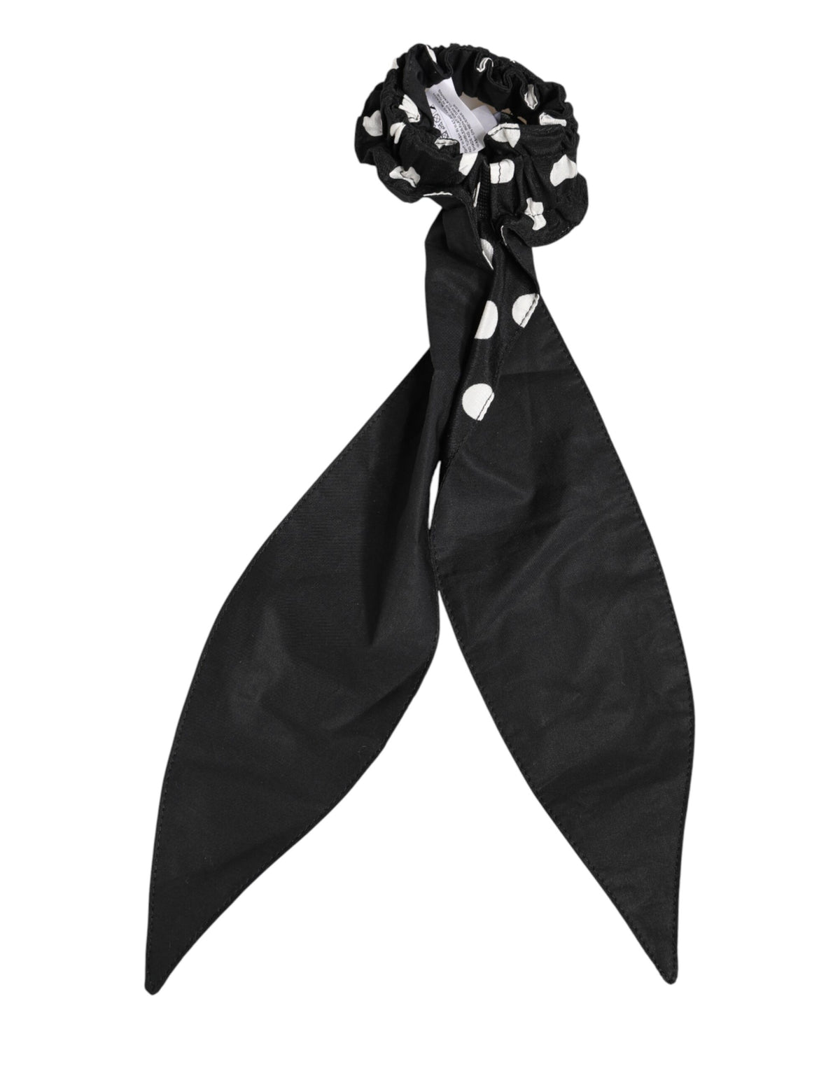 Indulge in the exquisite Dolce & Gabbana Black Cotton Polka Dot Scarf Tie Hair Scrunchie, a timeless accessory that elevates elegance with Italian craftsmanship and luxurious allure.