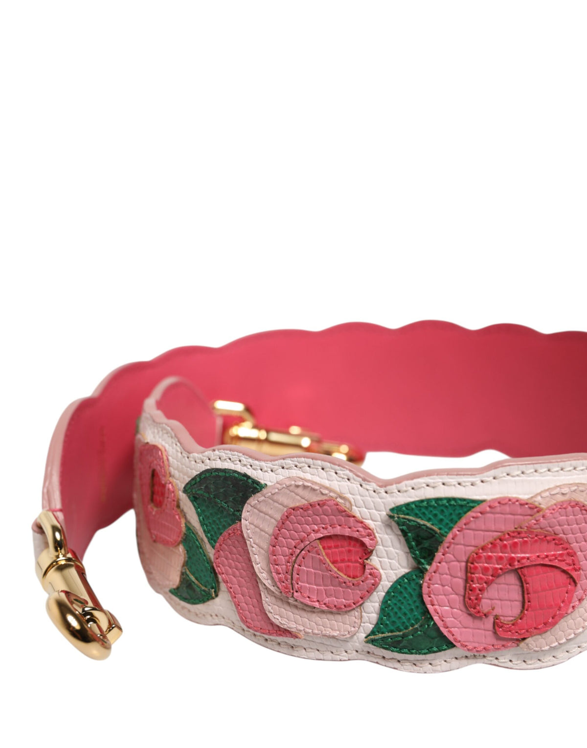Elevate your style with the Dolce & Gabbana White Floral Calf Leather Shoulder Strap, a masterpiece of exquisite craftsmanship that embodies timeless luxury and sophistication.