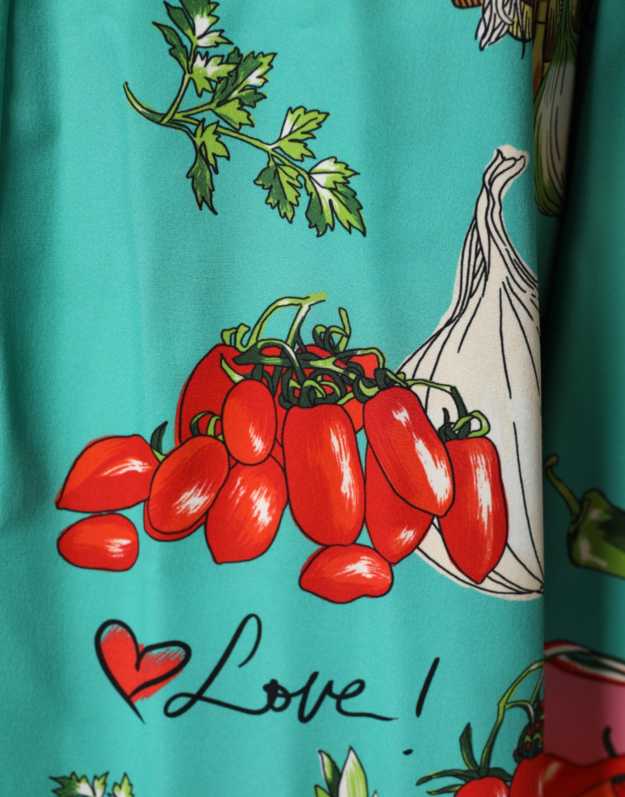 Dolce & Gabbana Green Printed Long Sleeve Wrap Coat Dress