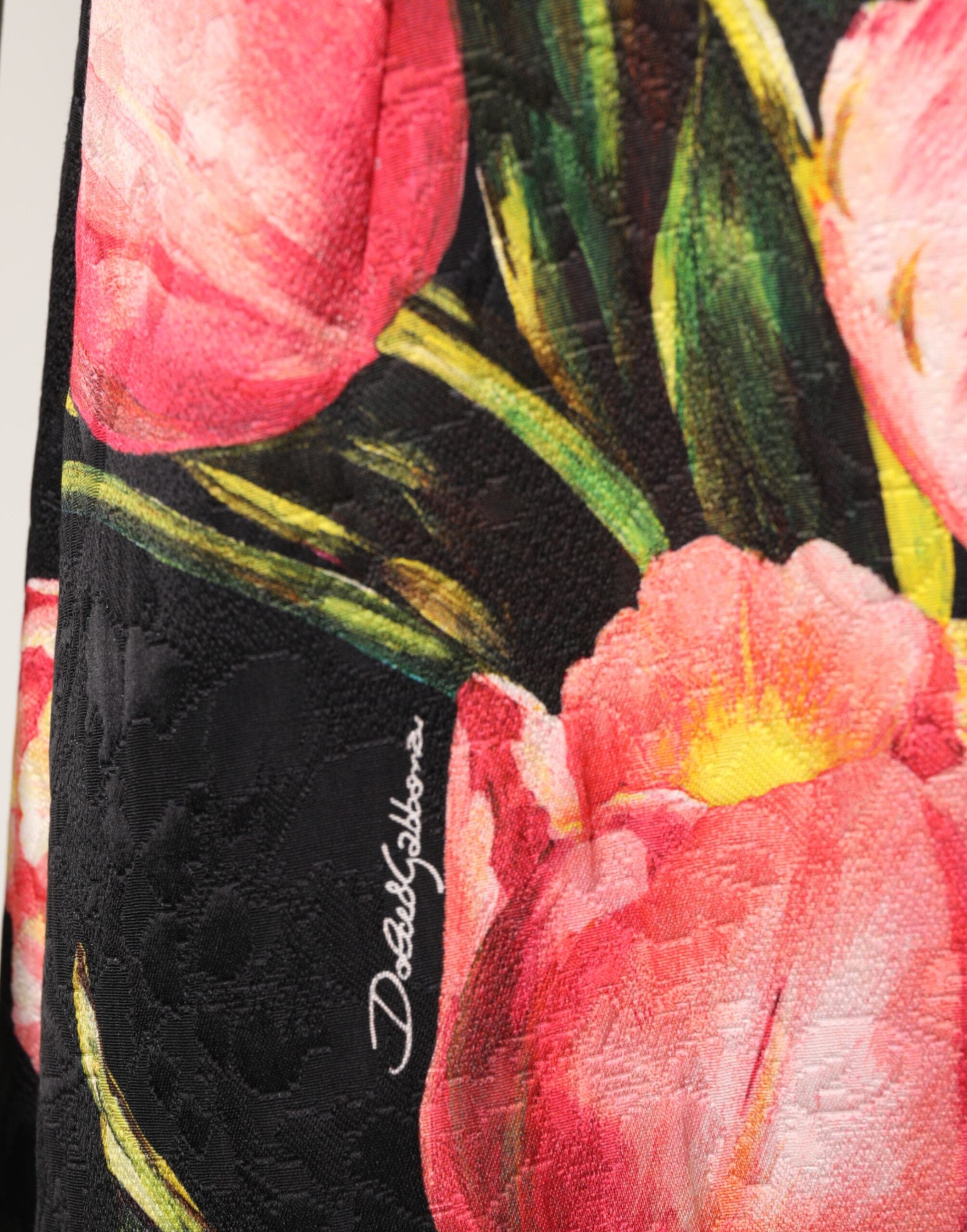 Dolce & Gabbana Black Floral Print Viscose A-line Mini Dress