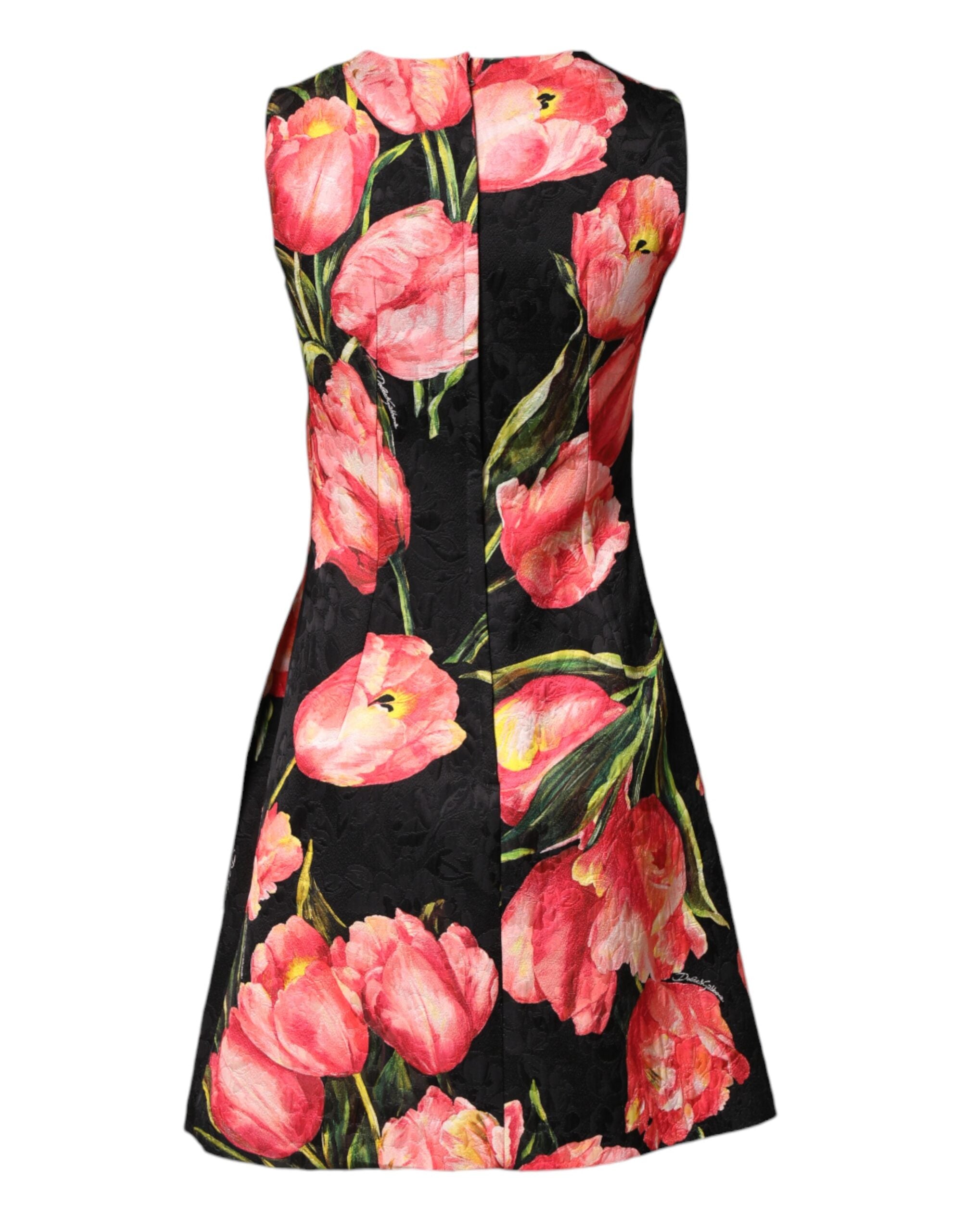 Dolce & Gabbana Black Floral Print Viscose A-line Mini Dress