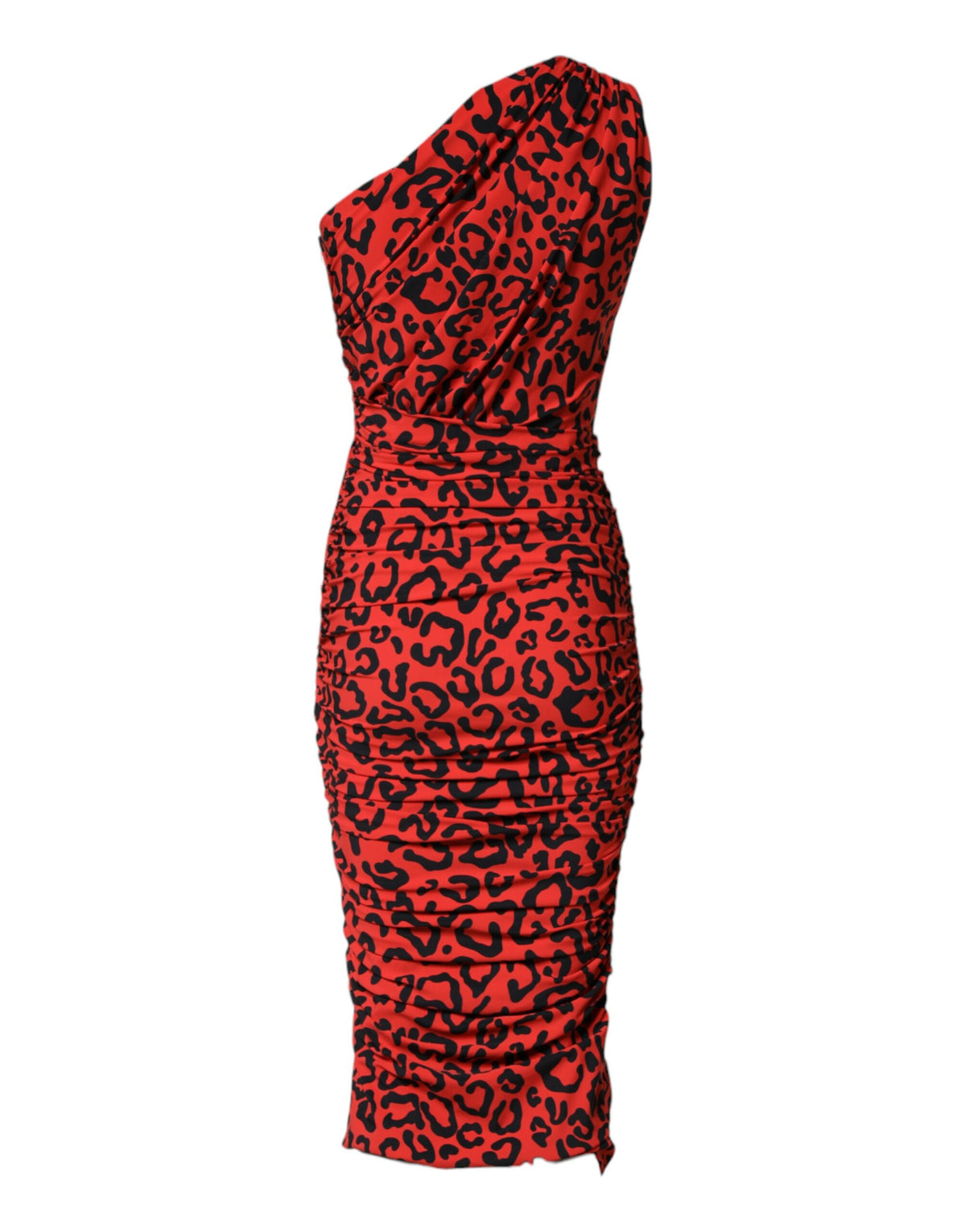 Indulge in the allure of the Dolce & Gabbana Red Leopard Print Sheath Midi Dress, where exquisite Italian craftsmanship meets luxurious materials for an unforgettable statement.