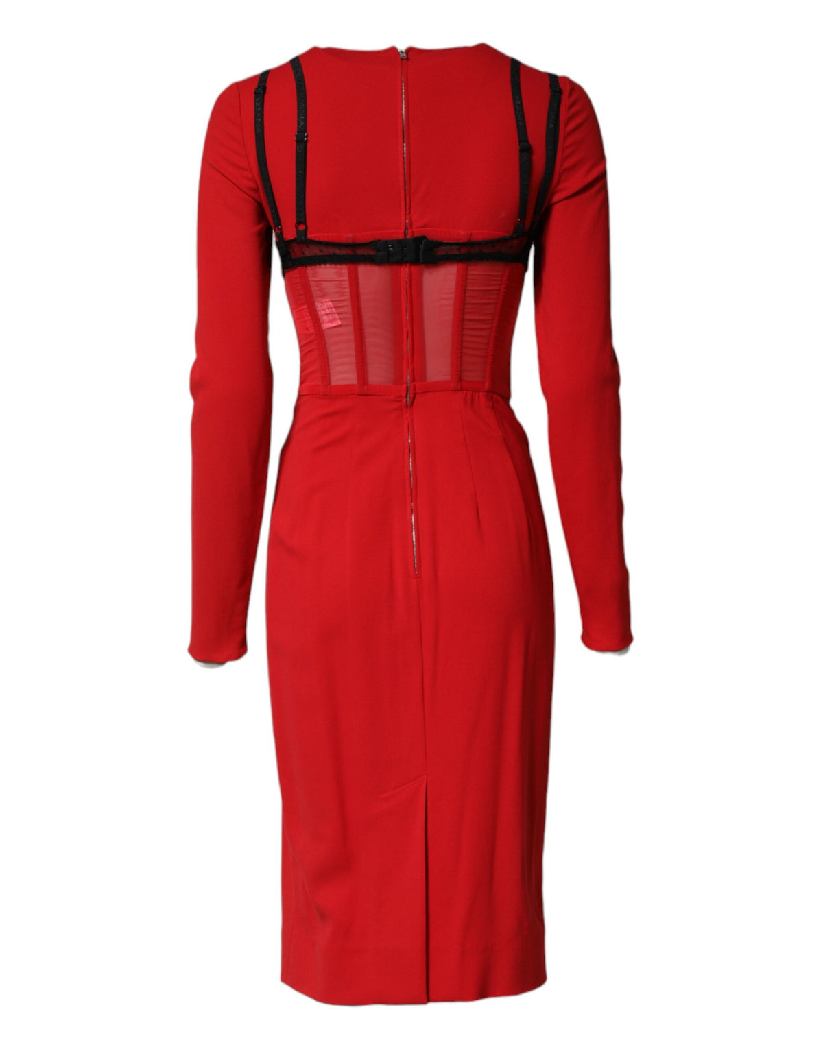 Indulge in the allure of the Dolce & Gabbana Black Red Contrasting Bra Cady Midi Dress, a masterpiece of Italian craftsmanship that redefines luxury fashion for the discerning individual.
