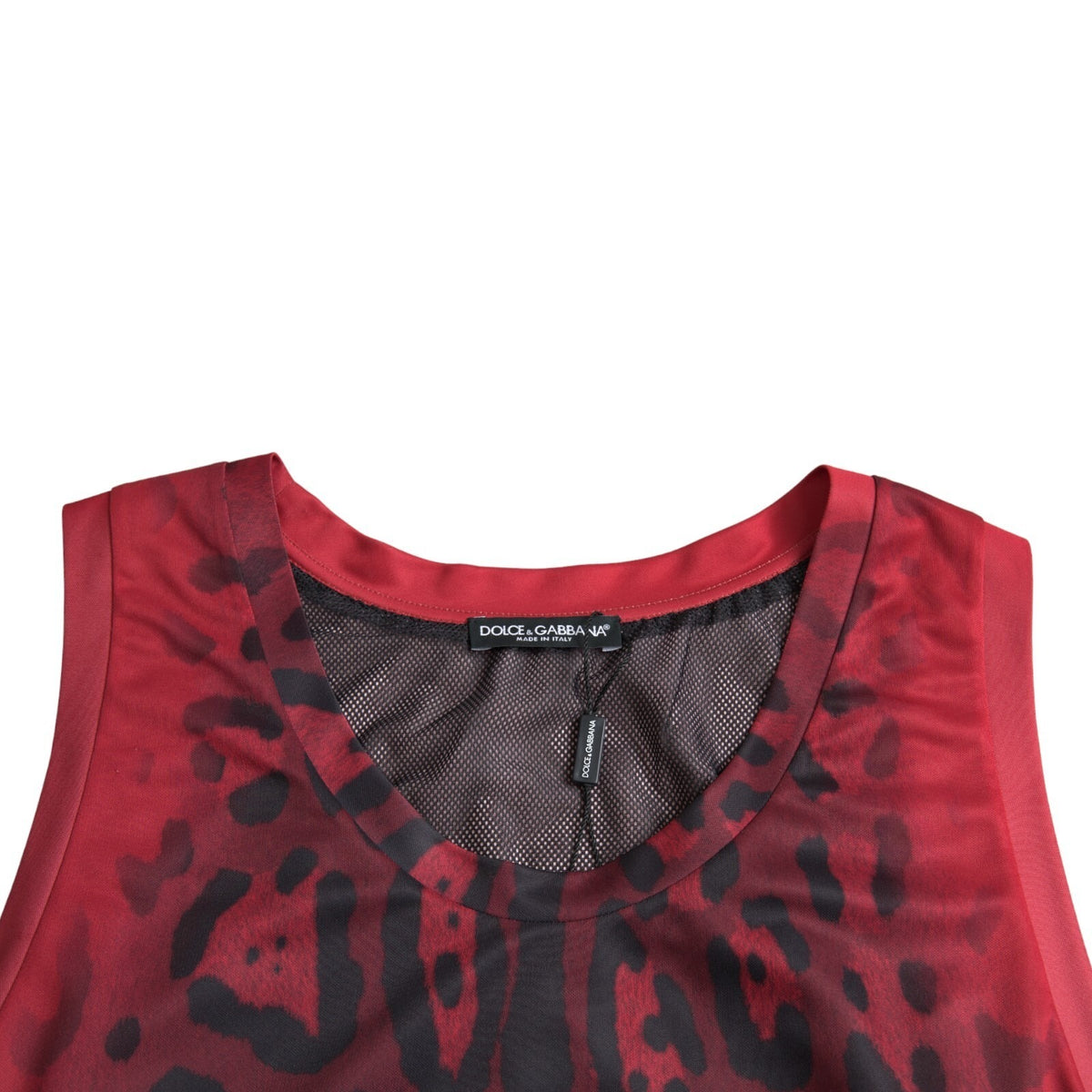 Indulge in the exquisite Dolce & Gabbana Red Leopard Print Sleeveless Tank T-shirt, where luxurious Italian craftsmanship meets bold style, perfect for the discerning individual.