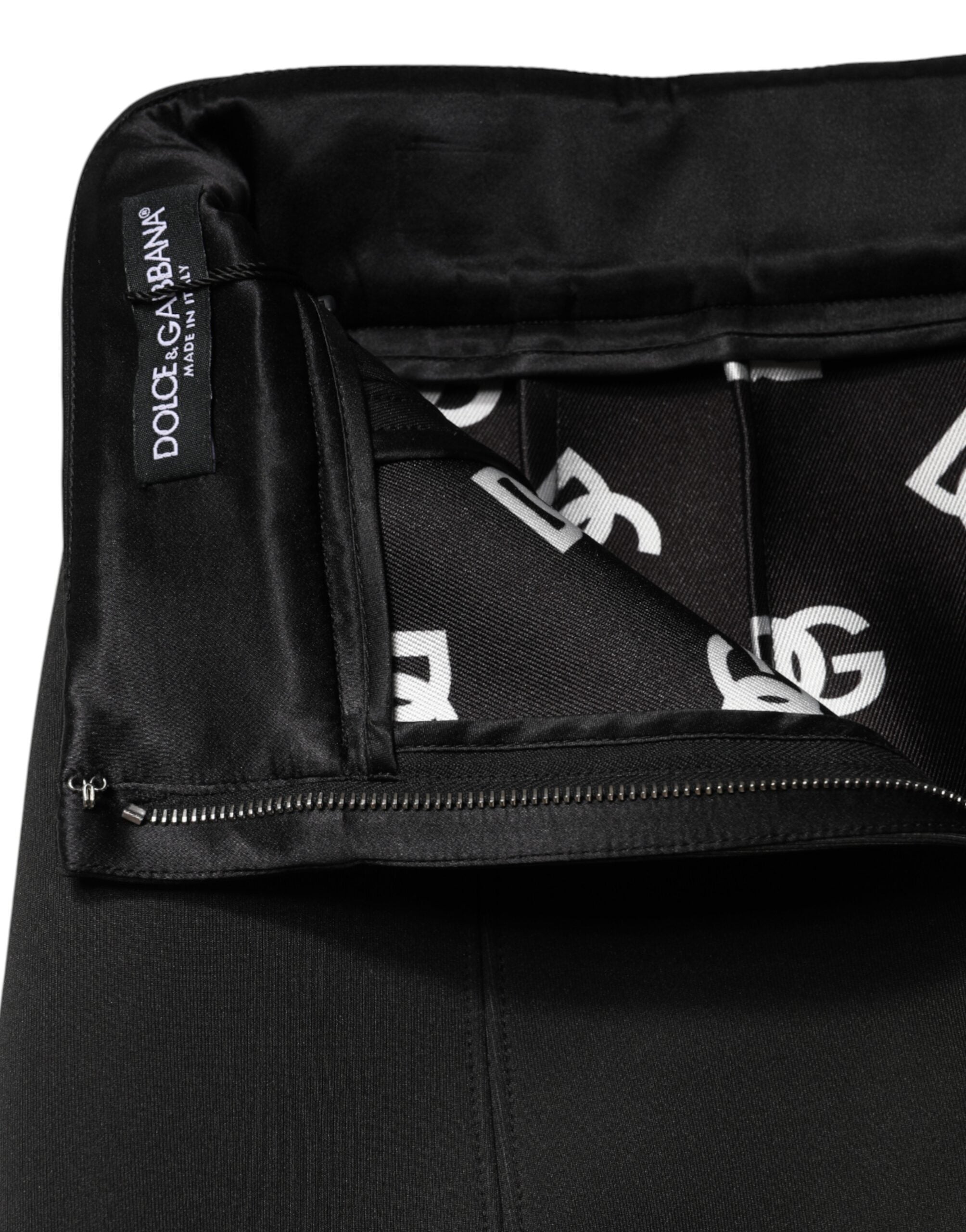 Dolce & Gabbana Black Nylon Pencil Cut High Waist Mini Skirt