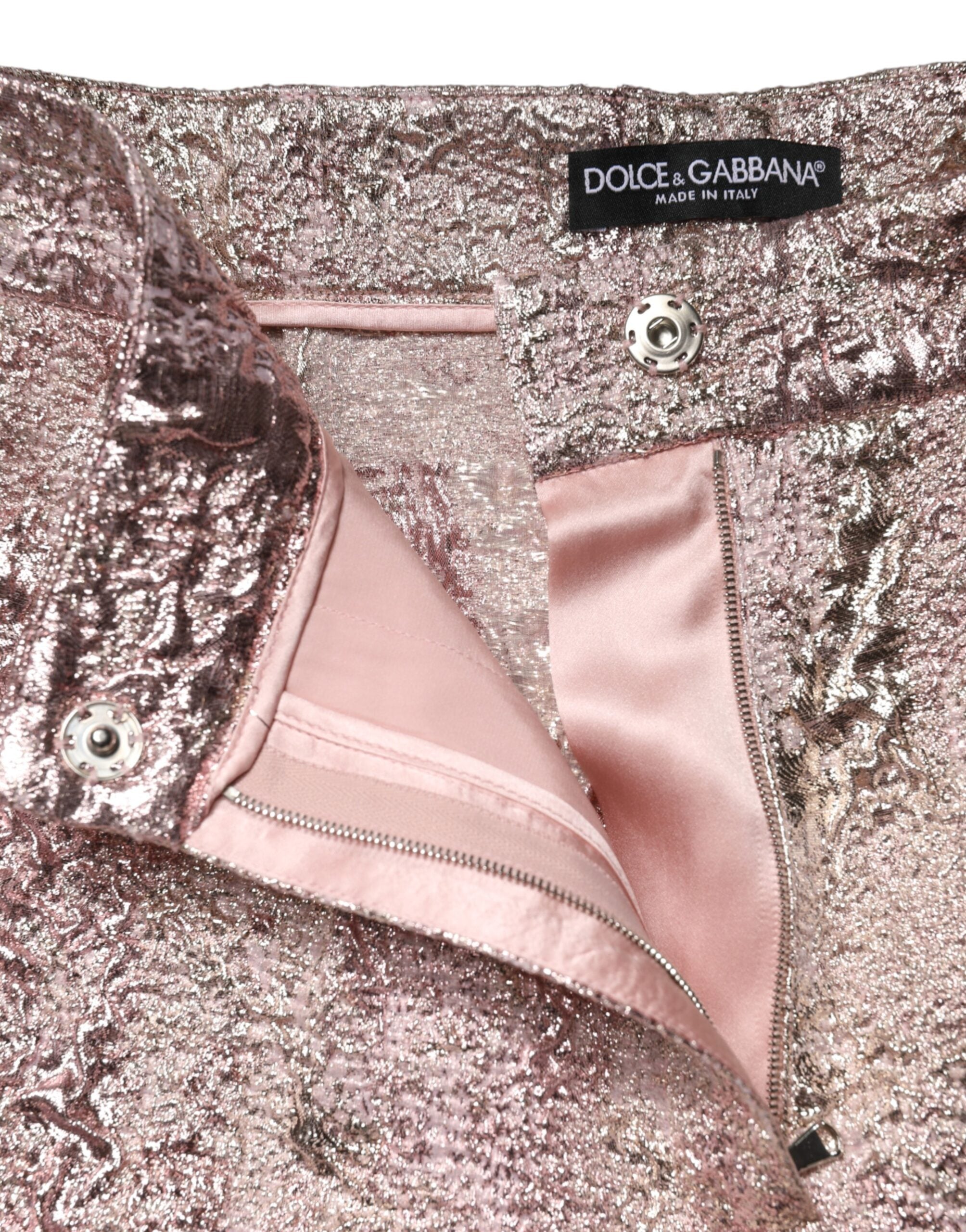 Dolce & Gabbana Pink Jacquard High Waist Hotpants Shorts