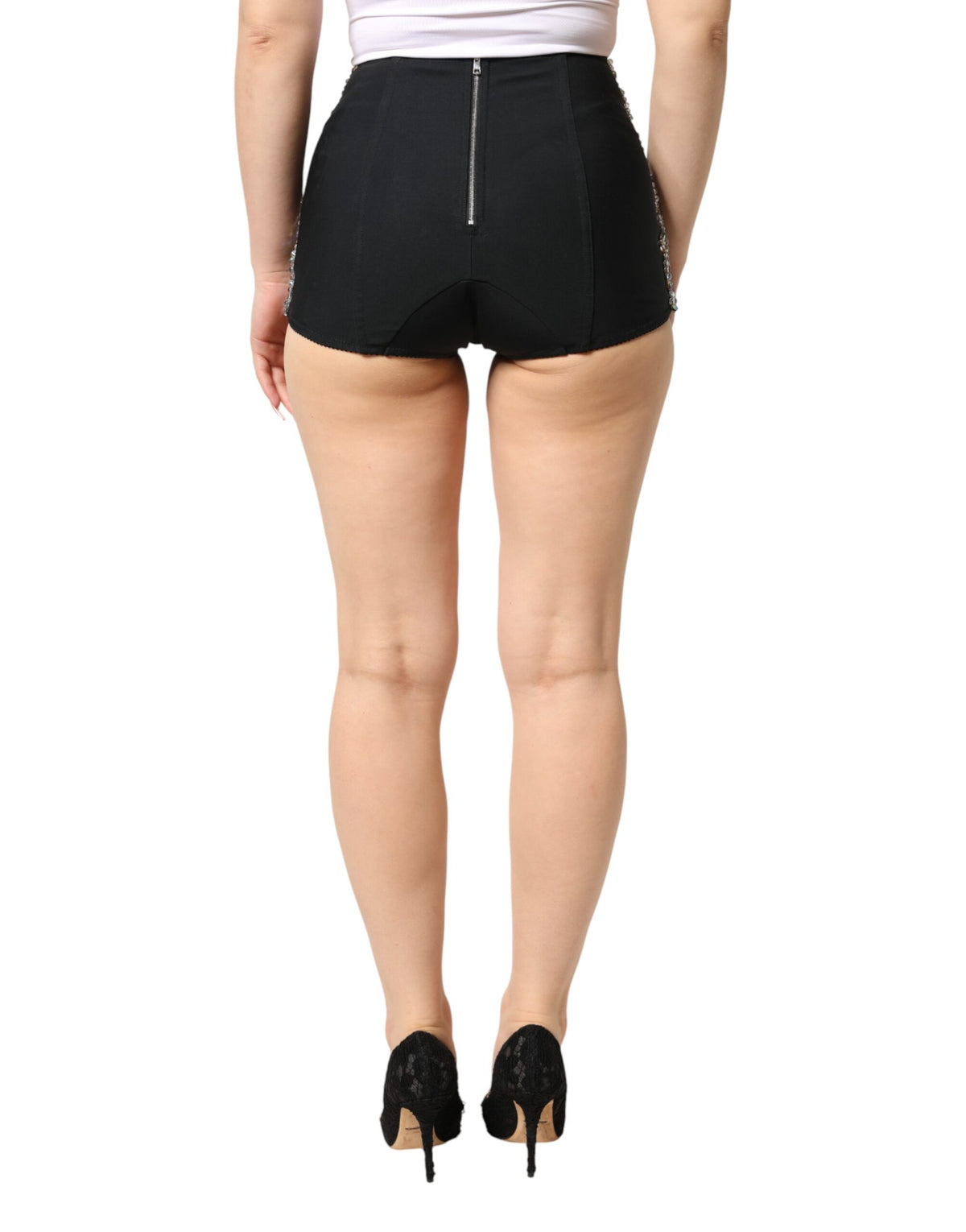 Elevate your style with Dolce & Gabbana's Multicolor Embellished High Waist Hot Pants, a luxurious blend of exquisite craftsmanship and bold design, crafted in Italy.