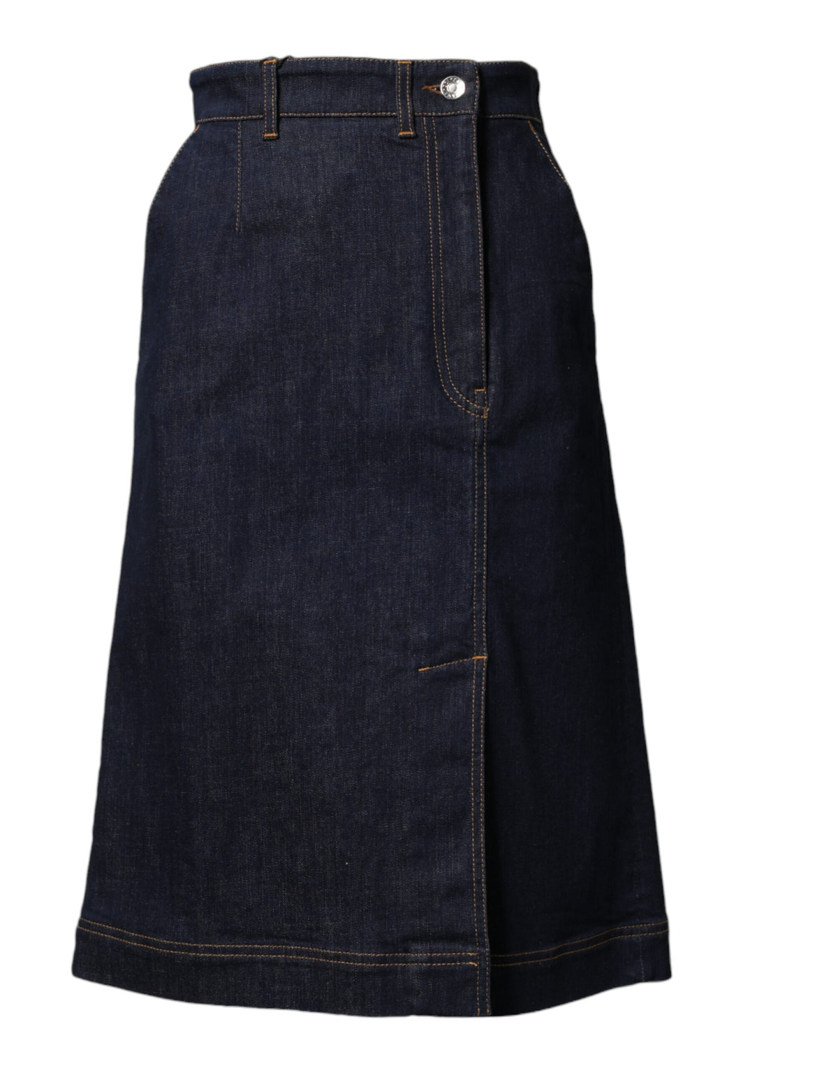 Dolce & Gabbana Dark Blue A-line Denim Midi Skirt Couture