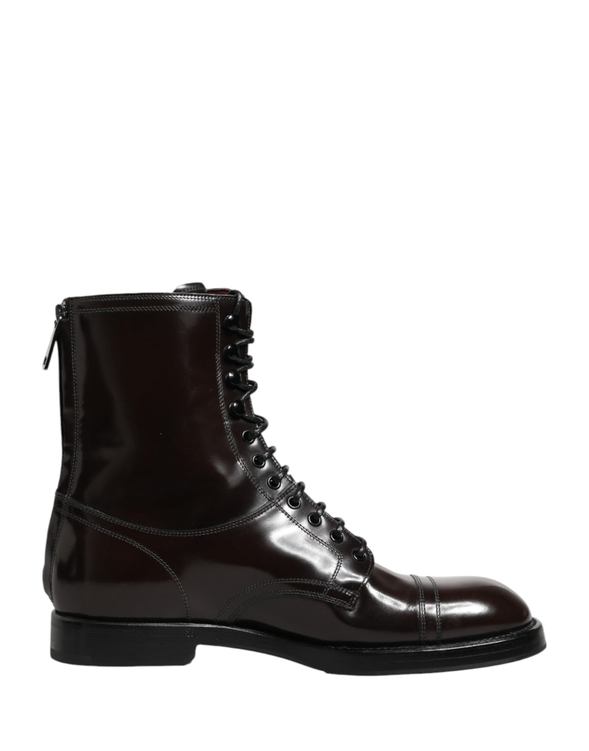Indulge in the exquisite Dolce & Gabbana Black Leather Lace Up Mid Calf Boots, a timeless blend of artisanal craftsmanship and luxurious allure, perfect for the discerning individual.