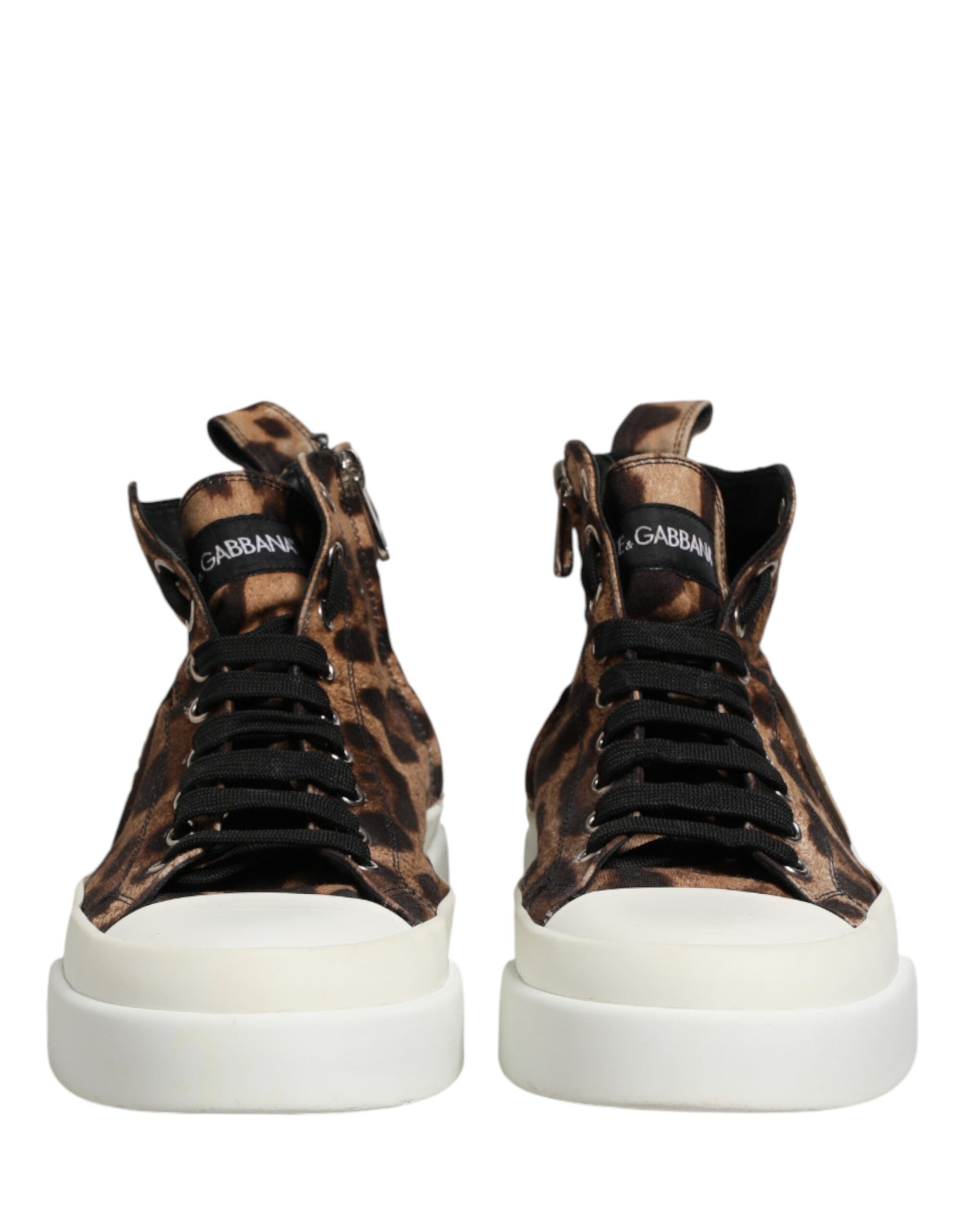 Dolce & Gabbana Brown Leopard Cotton High Top Sneakers Shoes