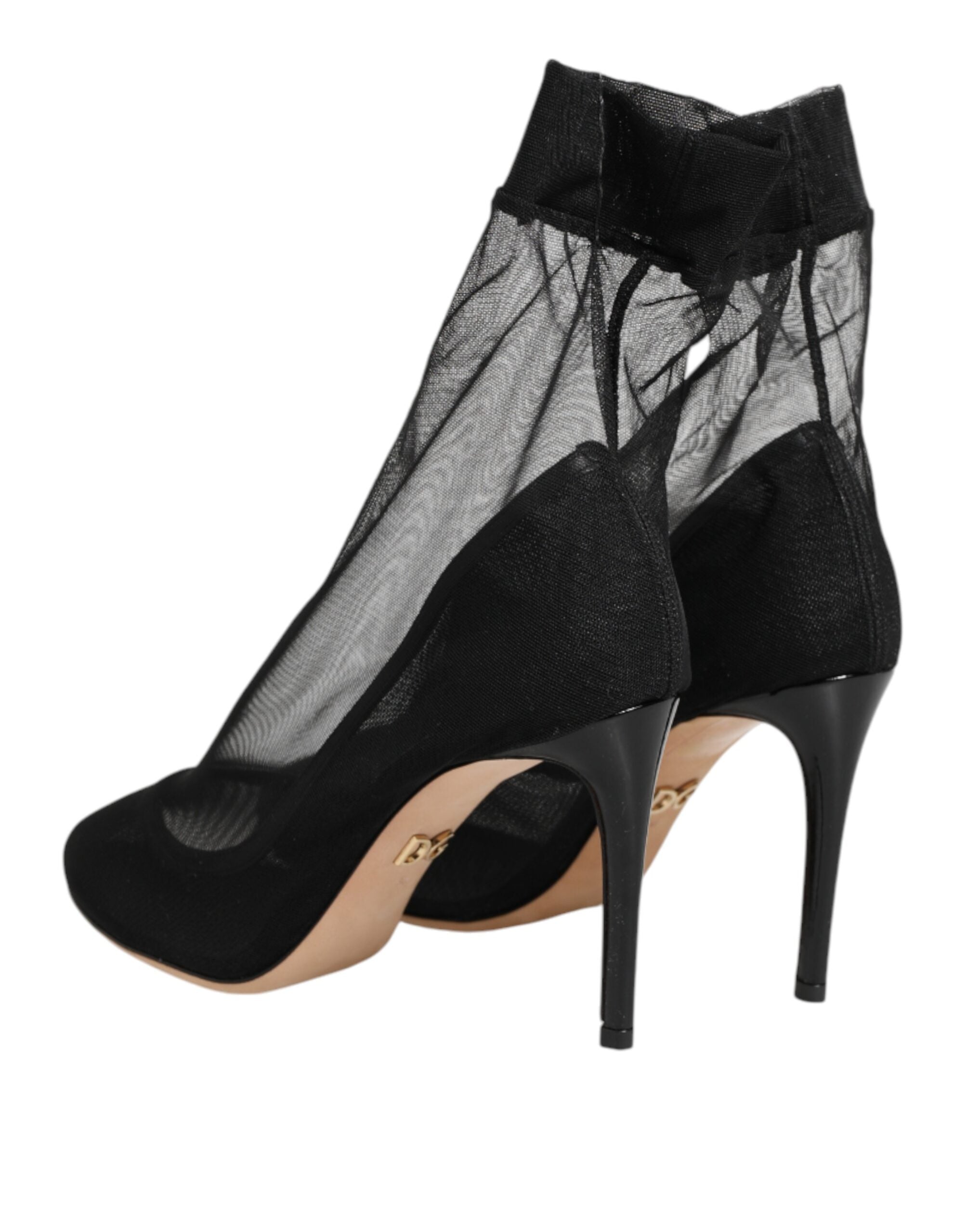 Dolce & Gabbana Black Nylon Stretch Mesh Sock Boots Shoes