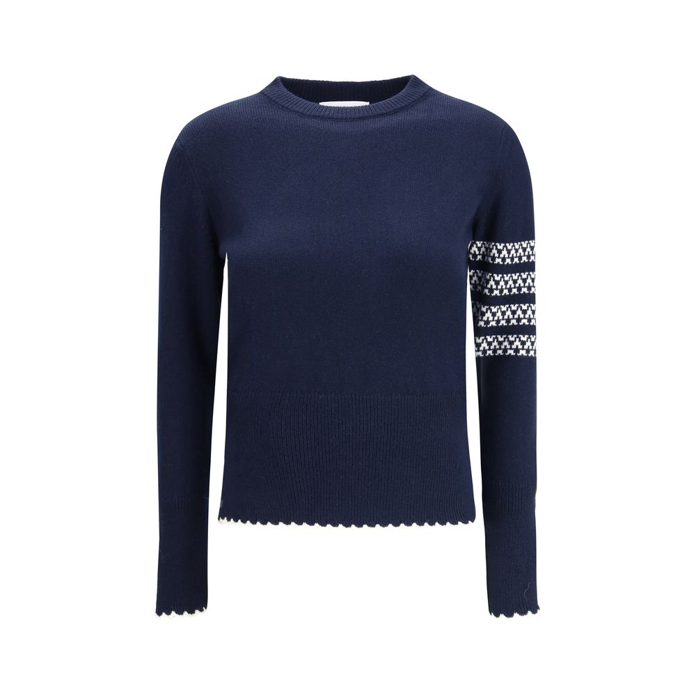 Indulge in the Thom Browne Blue Fleece Wool Sweatshirt, a luxurious blend of comfort and elegance, perfect for those who embody sophistication and style.