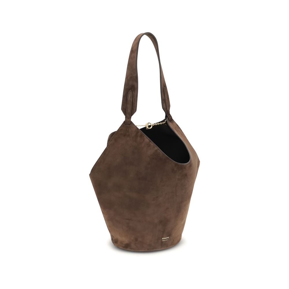 Khaite Brown Calf Leather Bos Taurus Shoulder Bag - Luxury Redefined
