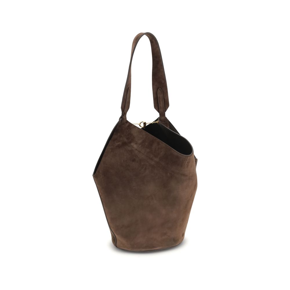 Khaite Brown Calf Leather Bos Taurus Shoulder Bag - Timeless Luxury