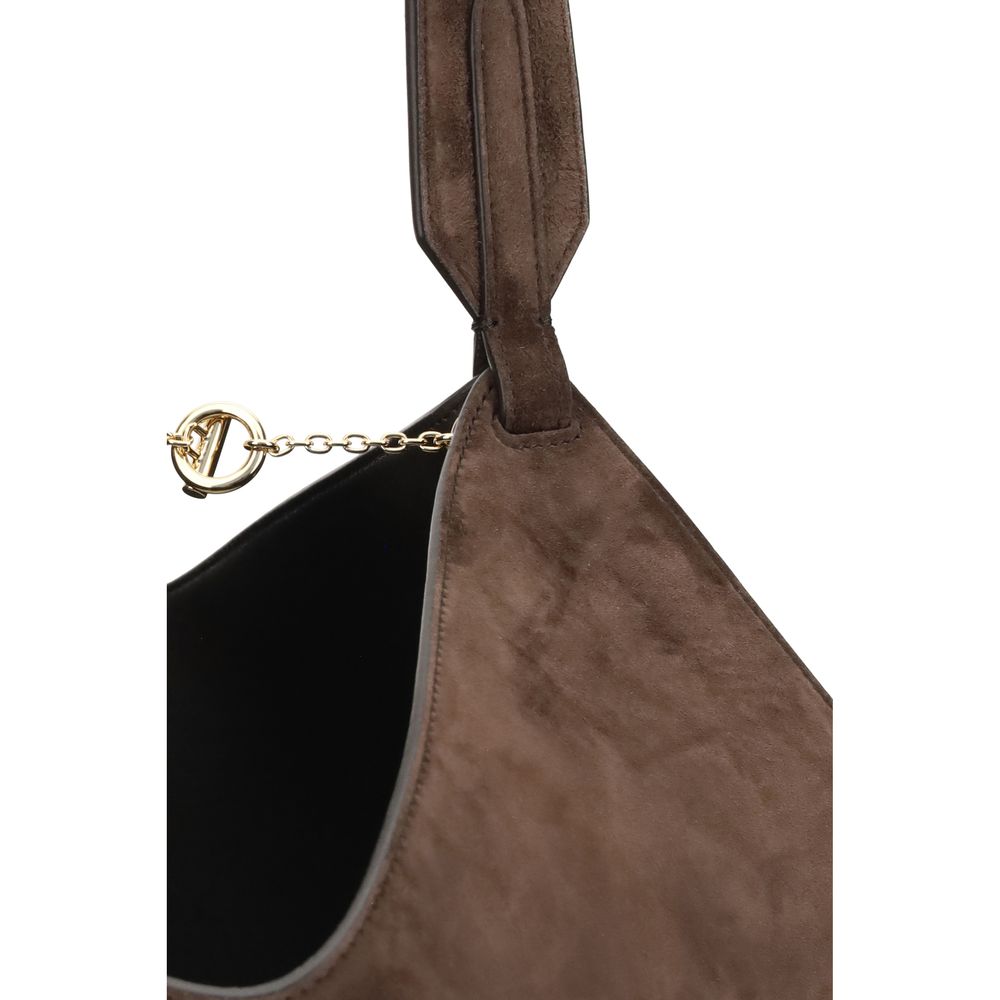 Khaite Brown Calf Leather Bos Taurus Shoulder Bag - Timeless Elegance