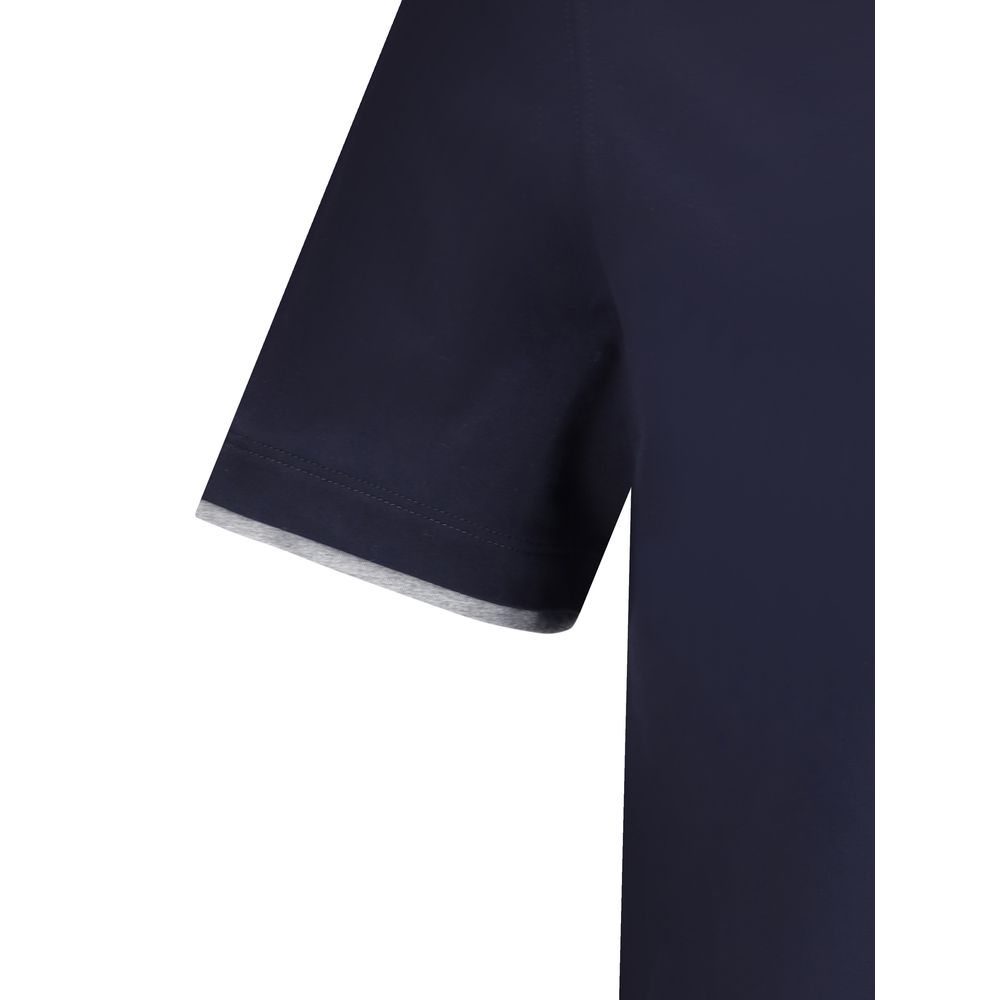 Brunello Cucinelli Blue Cotton T-Shirt | Artisanal Luxury Fashion