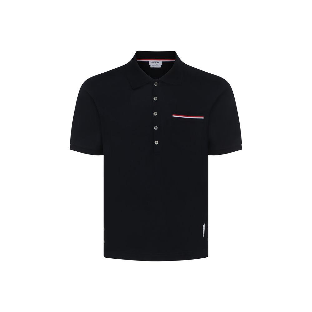 Discover the Thom Browne Blue Cotton Polo Shirt from the SS26 collection, a masterpiece of 100% cotton that redefines elegance, perfect for the discerning individual.