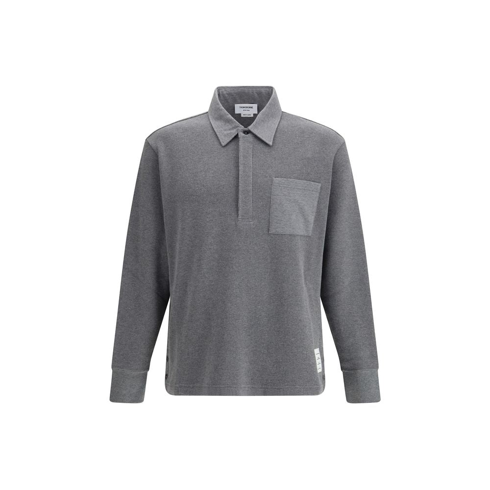 Thom Browne Gray Cotton Polo Shirt - Timeless Luxury Elegance