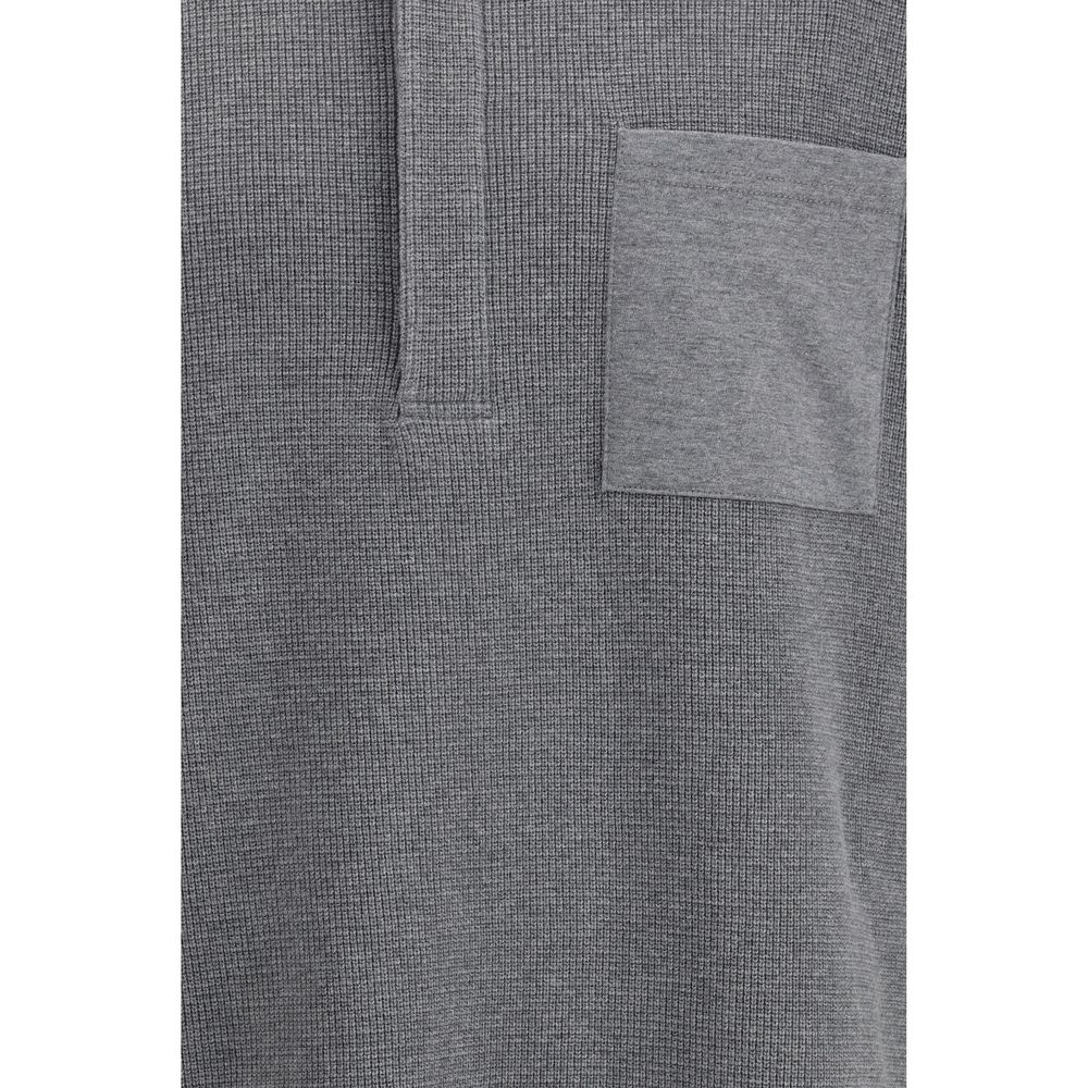 Thom Browne Gray Cotton Polo Shirt - Timeless Luxury Elegance