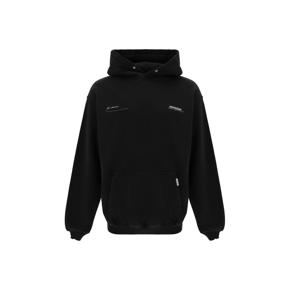 Elevate your wardrobe with the Represent Black Cotton Sweatshirt, a masterpiece of artisanal luxury and modern streetwear, crafted for the discerning individual.