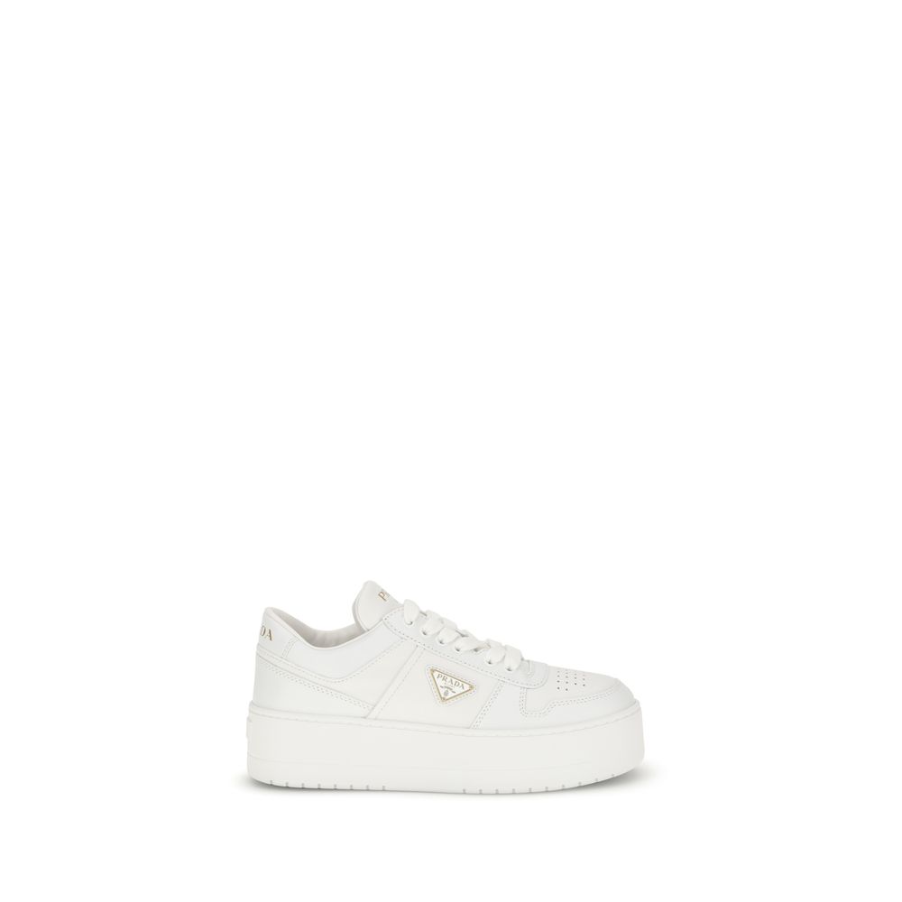 Prada White Calf Leather Platform Sneakers - Elevated Luxury
