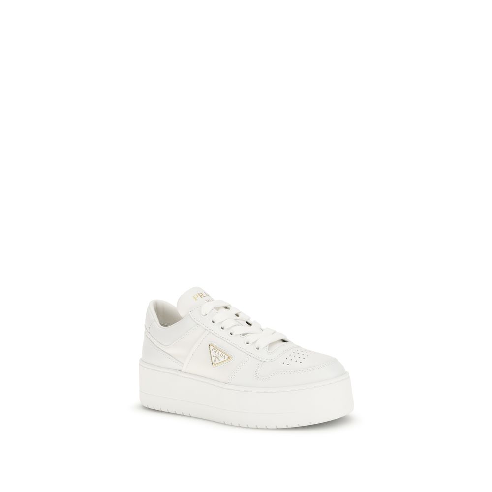 Prada White Calf Leather Platform Sneakers - Elevated Luxury Style