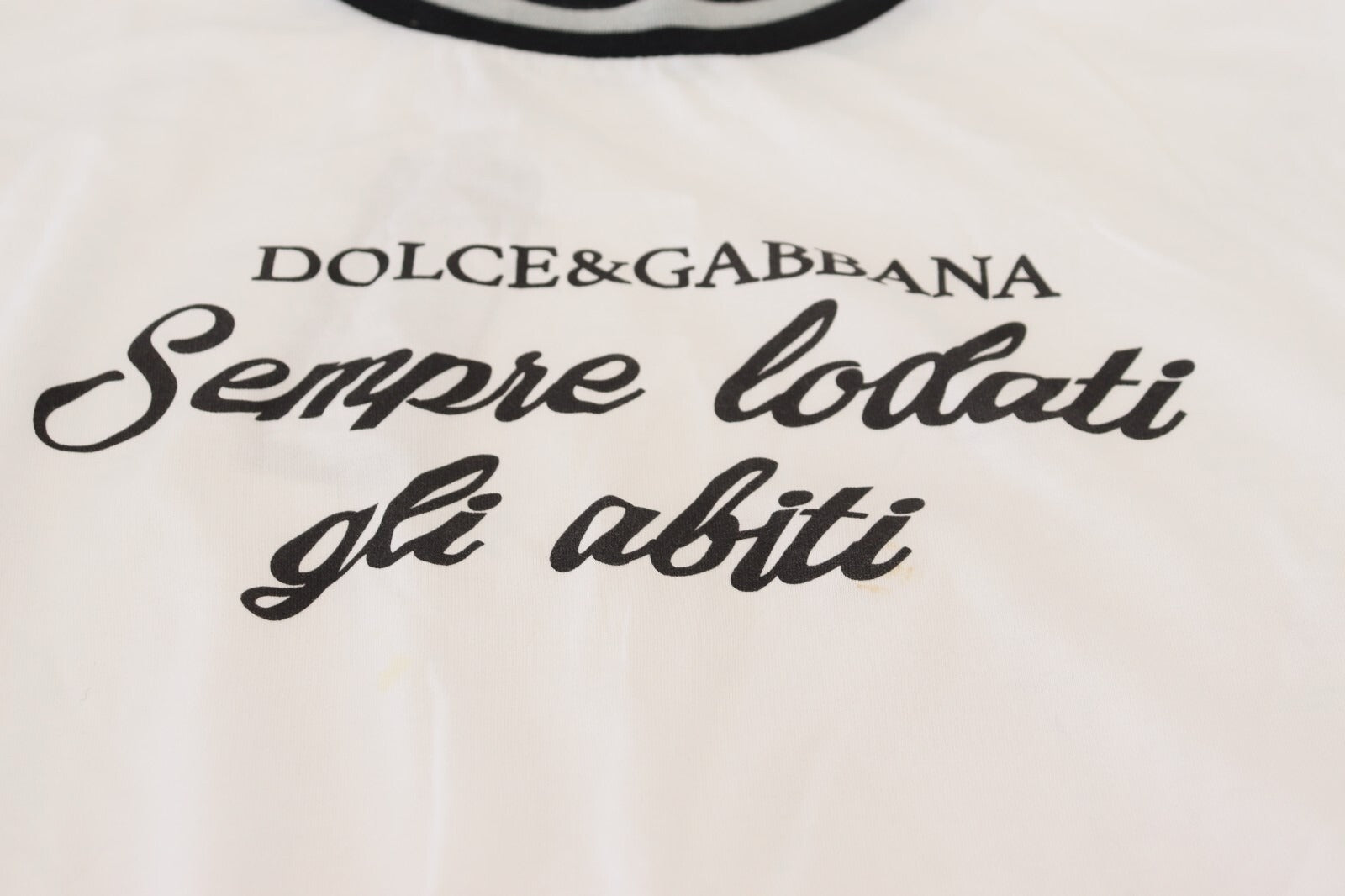 Dolce & Gabbana White Printed Short Sleeves Pullover Top