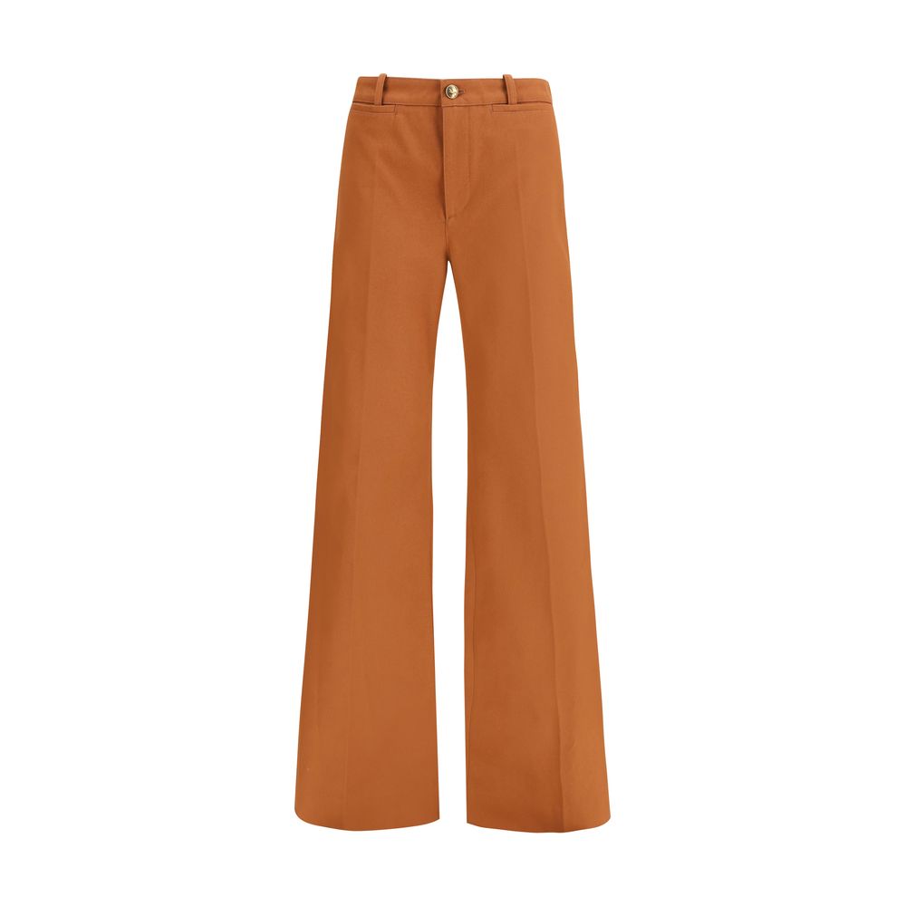 Chloé Brown Cotton Flared Pants - Luxurious Elegance Redefined