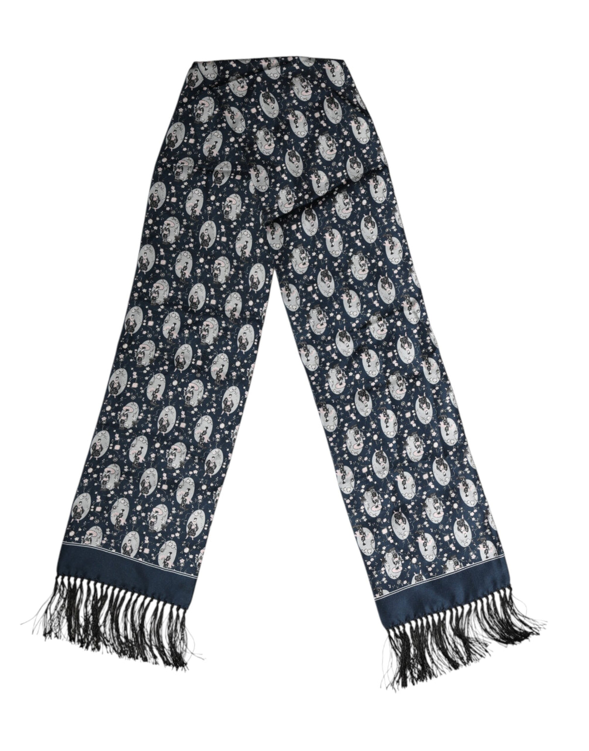 Dolce & Gabbana Navy Blue Silk Neck Wrap Shawl - Luxurious Elegance