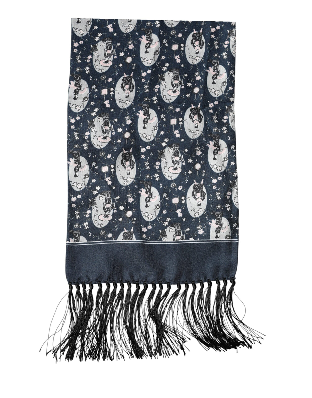 Dolce & Gabbana Navy Blue Silk Neck Wrap Shawl - Luxurious Couture
